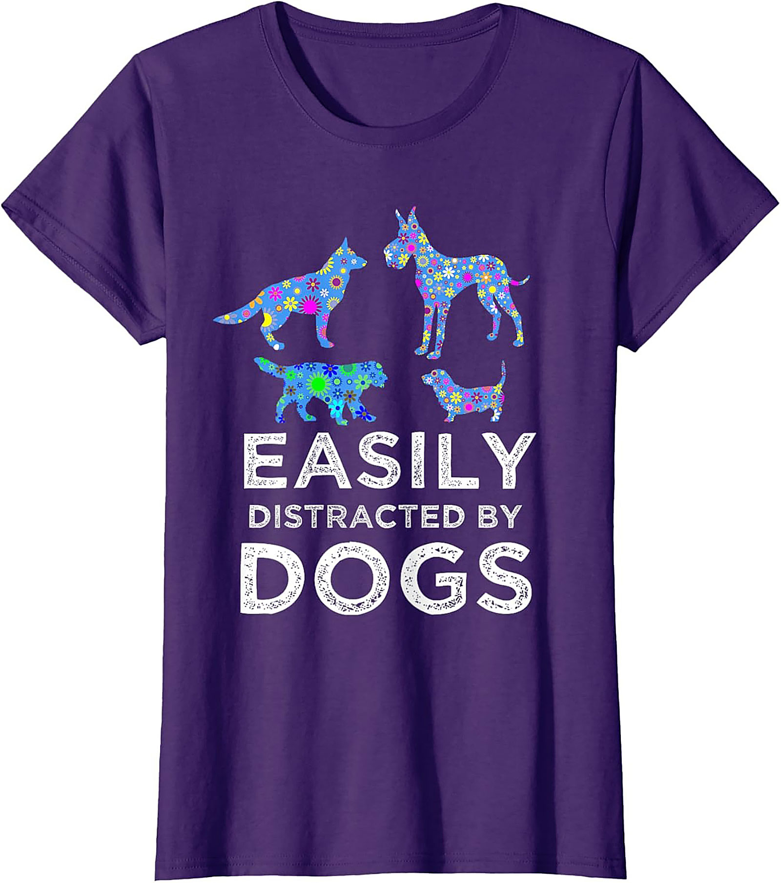 Easily Distracted By Dogs Graphic Tee | Psychedelic Dog Lover Unisex Shirt