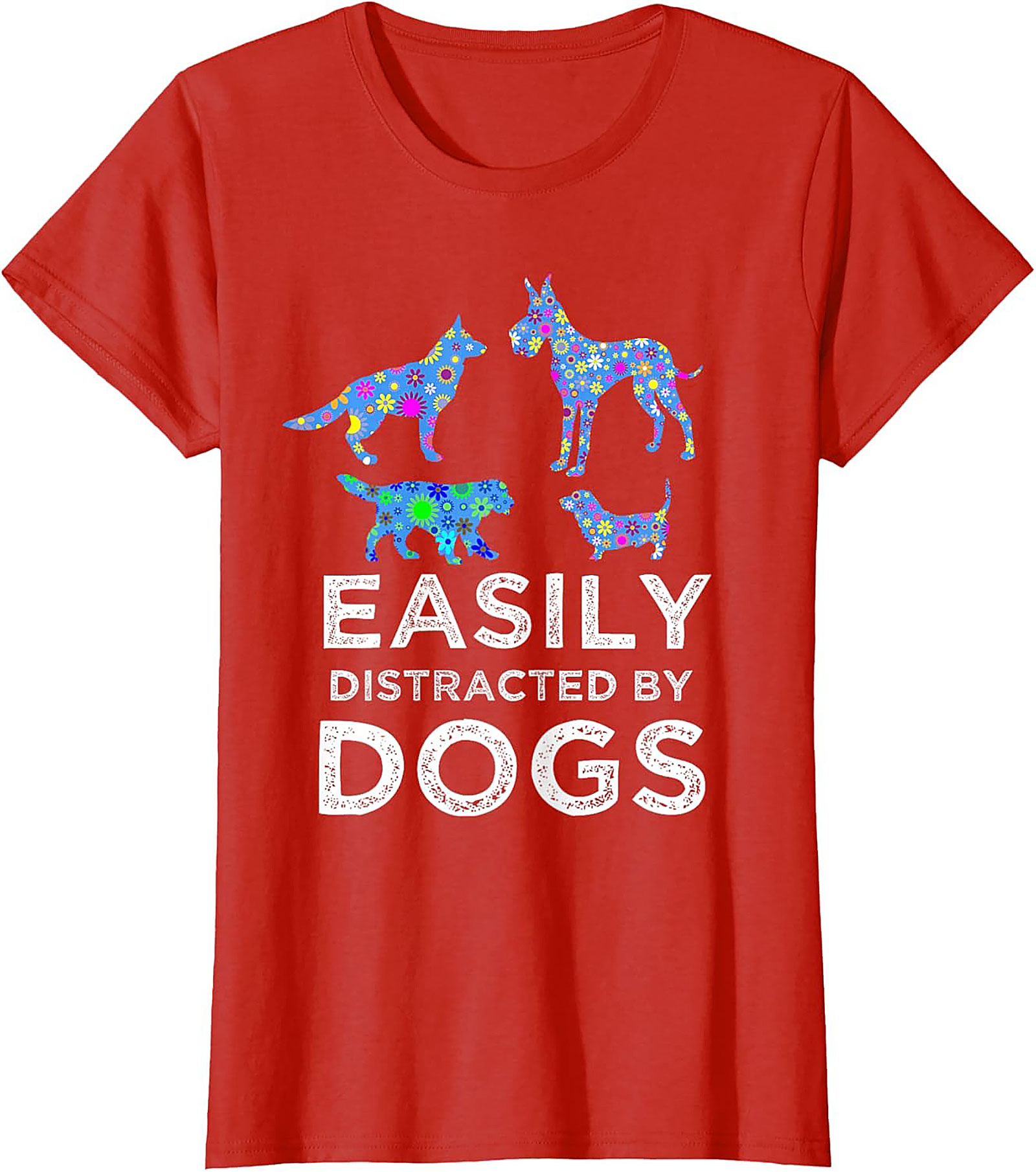 Easily Distracted By Dogs Graphic Tee | Psychedelic Dog Lover Unisex Shirt