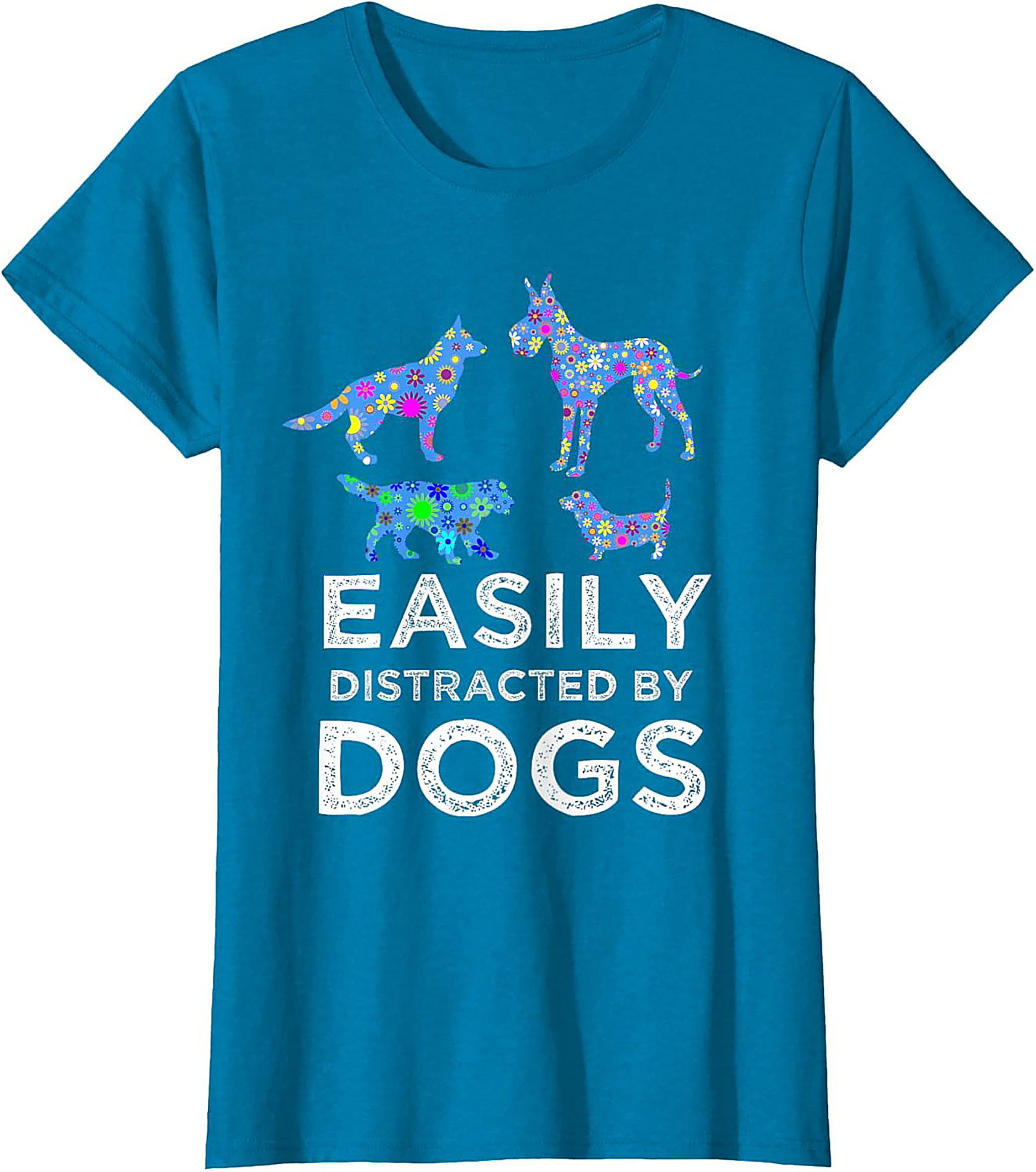 Easily Distracted By Dogs Graphic Tee | Psychedelic Dog Lover Unisex Shirt