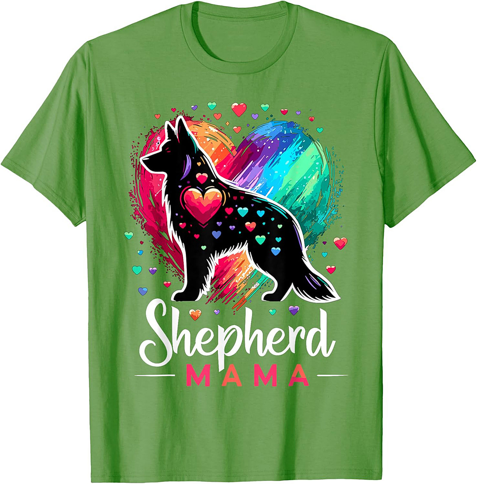 German Shepherd Mama T-shirt – Rainbow Heart Dog Mom Graphic Tee