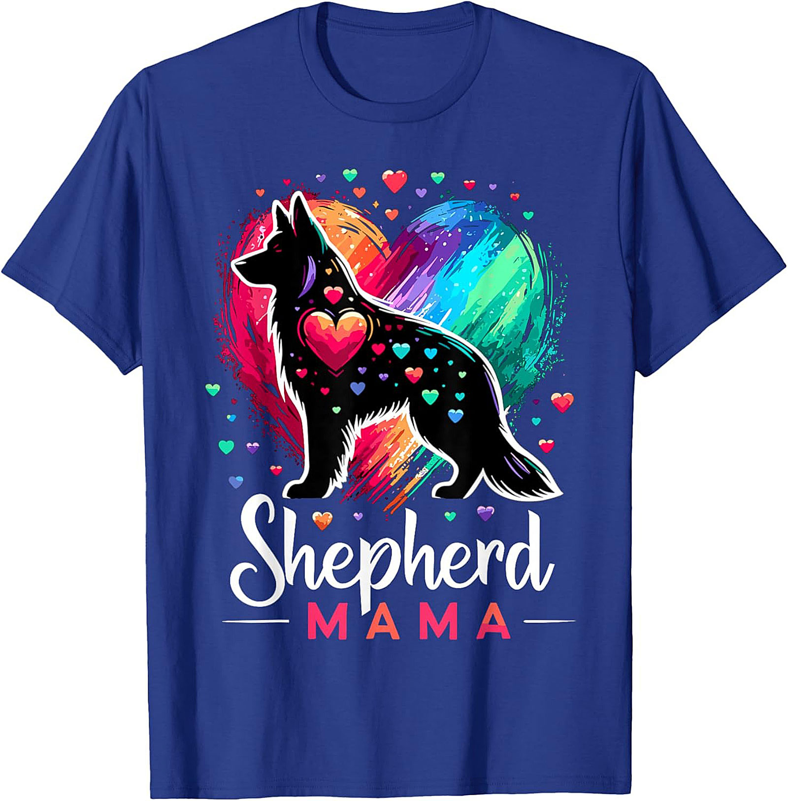 German Shepherd Mama T-shirt – Rainbow Heart Dog Mom Graphic Tee