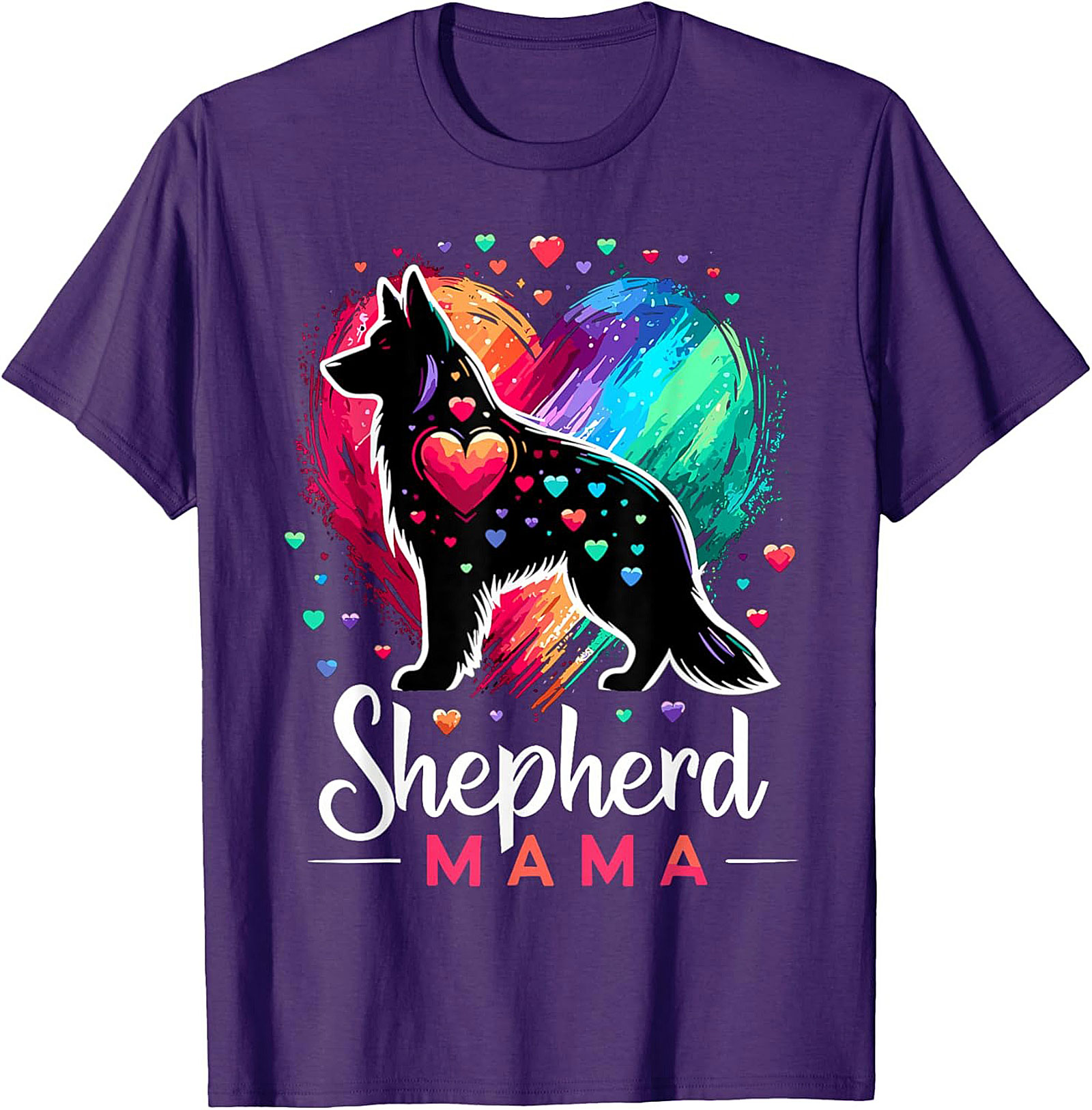 German Shepherd Mama T-shirt – Rainbow Heart Dog Mom Graphic Tee