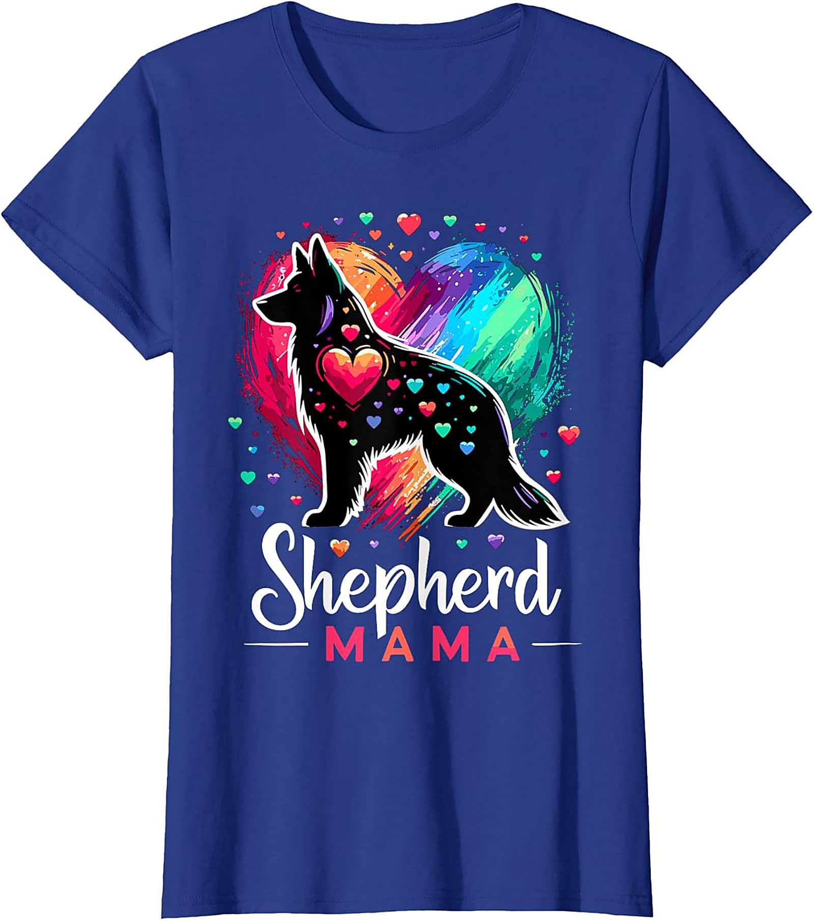 German Shepherd Mama T-shirt – Rainbow Heart Dog Mom Graphic Tee