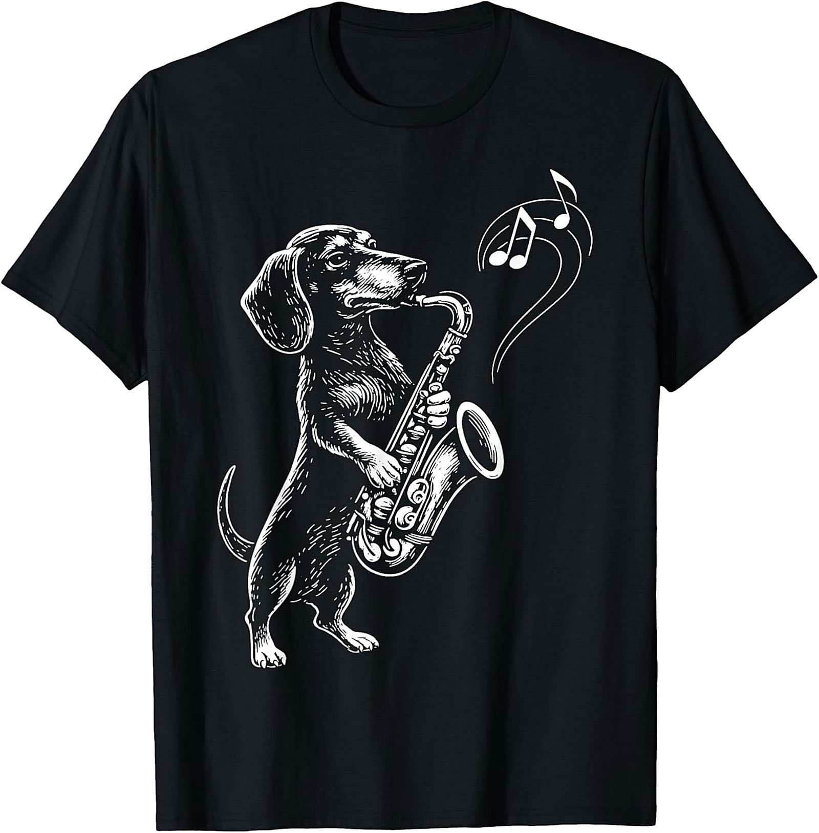 The Jazz Hound: Dachshund Saxophone Graphic Tee