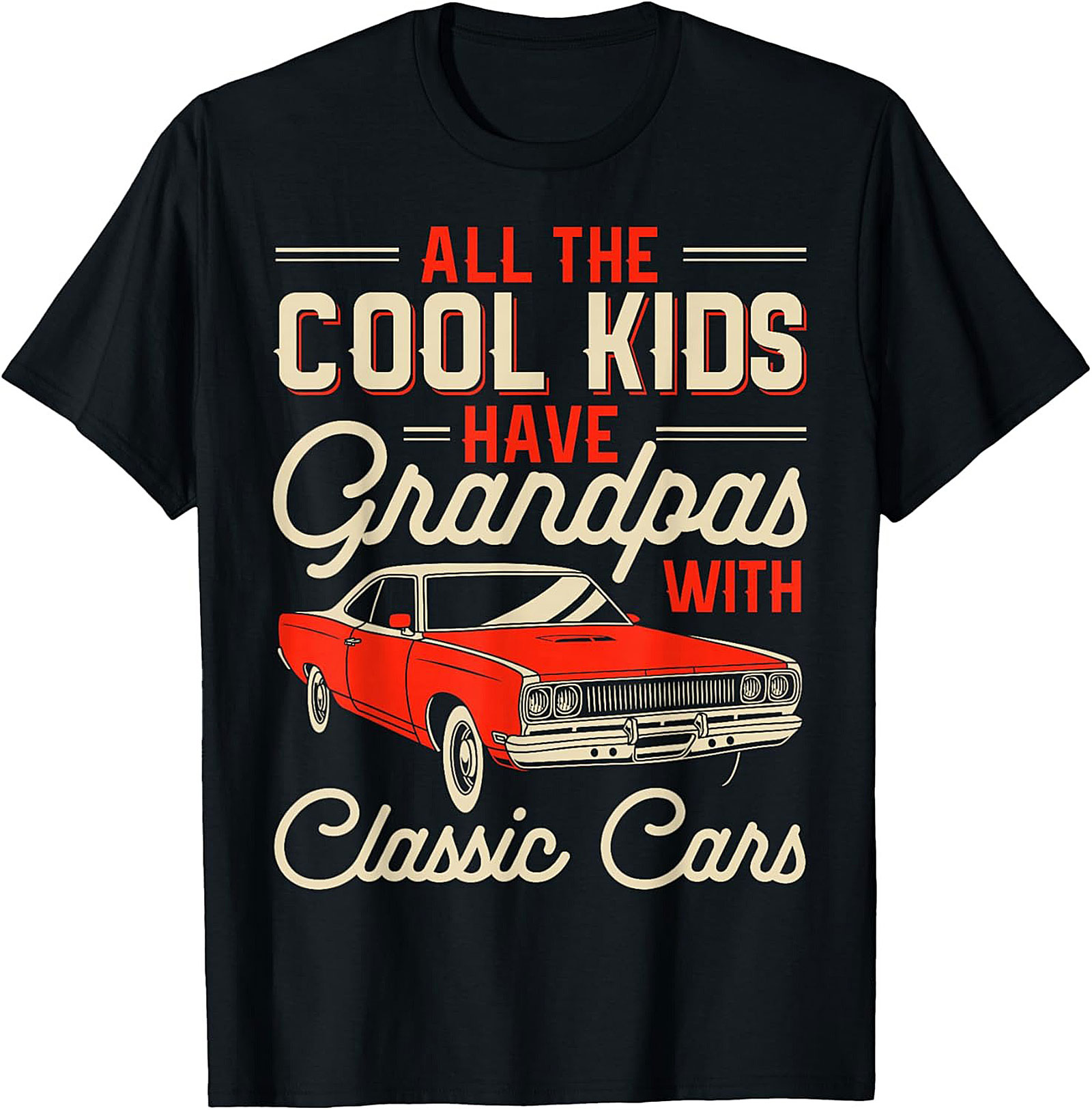 Classic Car Grandpa Graphic Tee Funny Muscle Car Shirt