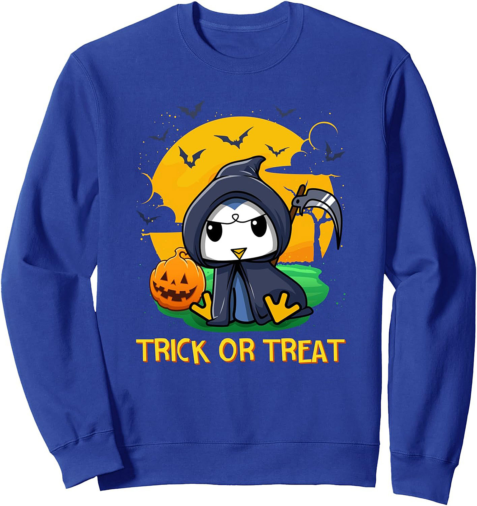 Cute Penguin Grim Reaper Crewneck Sweatshirt | Halloween Pullover