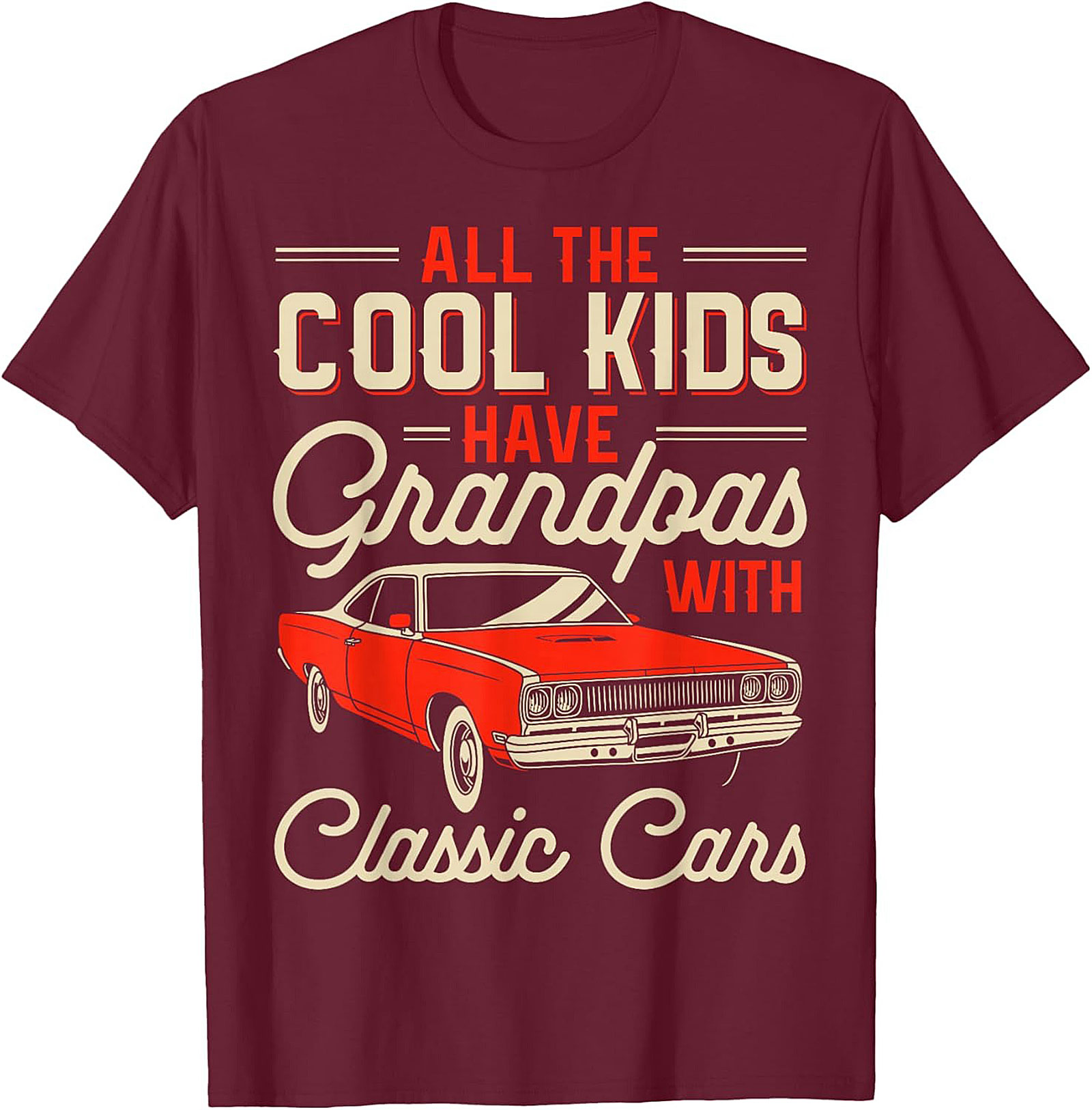 Classic Car Grandpa Graphic Tee Funny Muscle Car Shirt