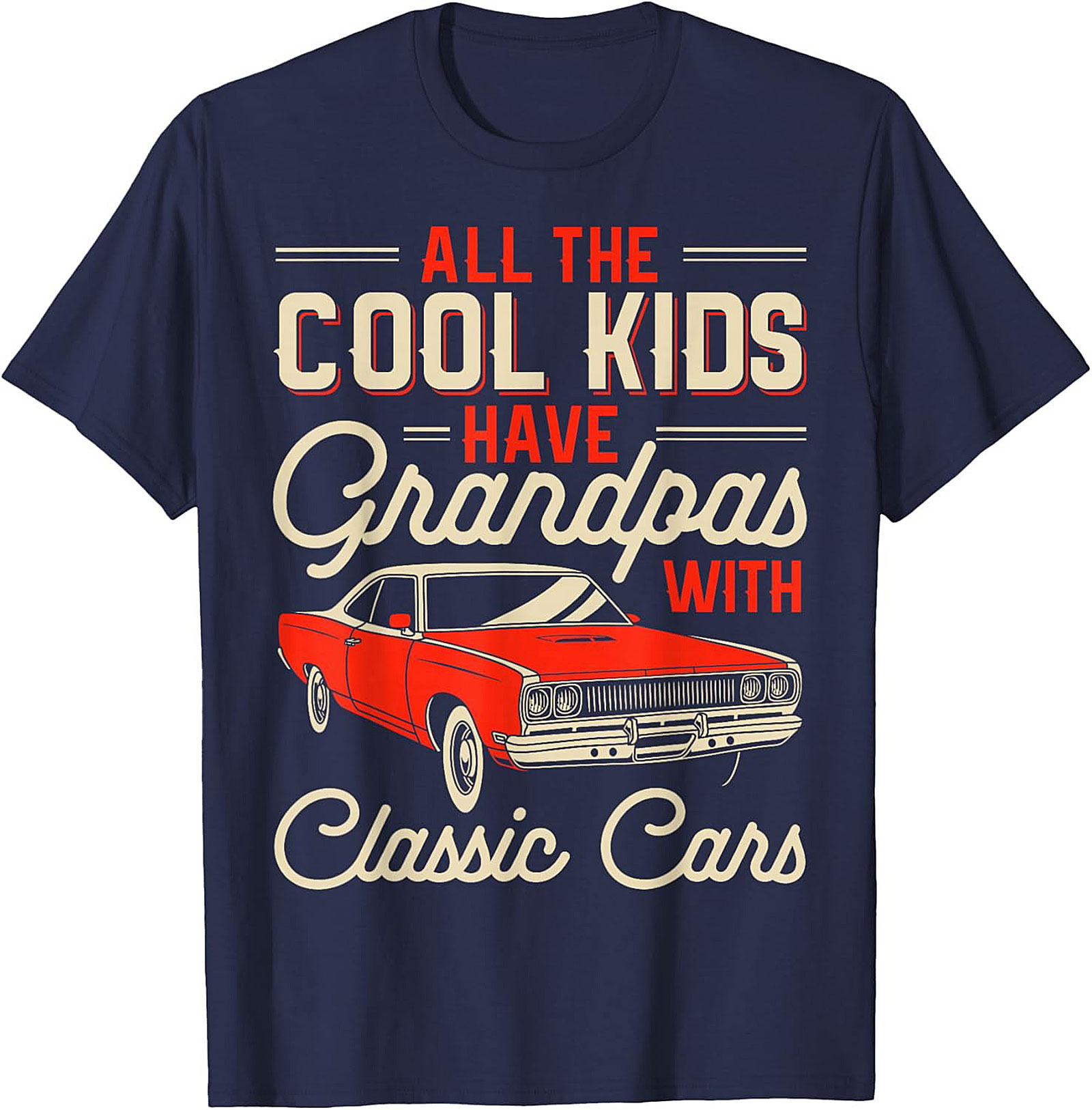 Classic Car Grandpa Graphic Tee Funny Muscle Car Shirt