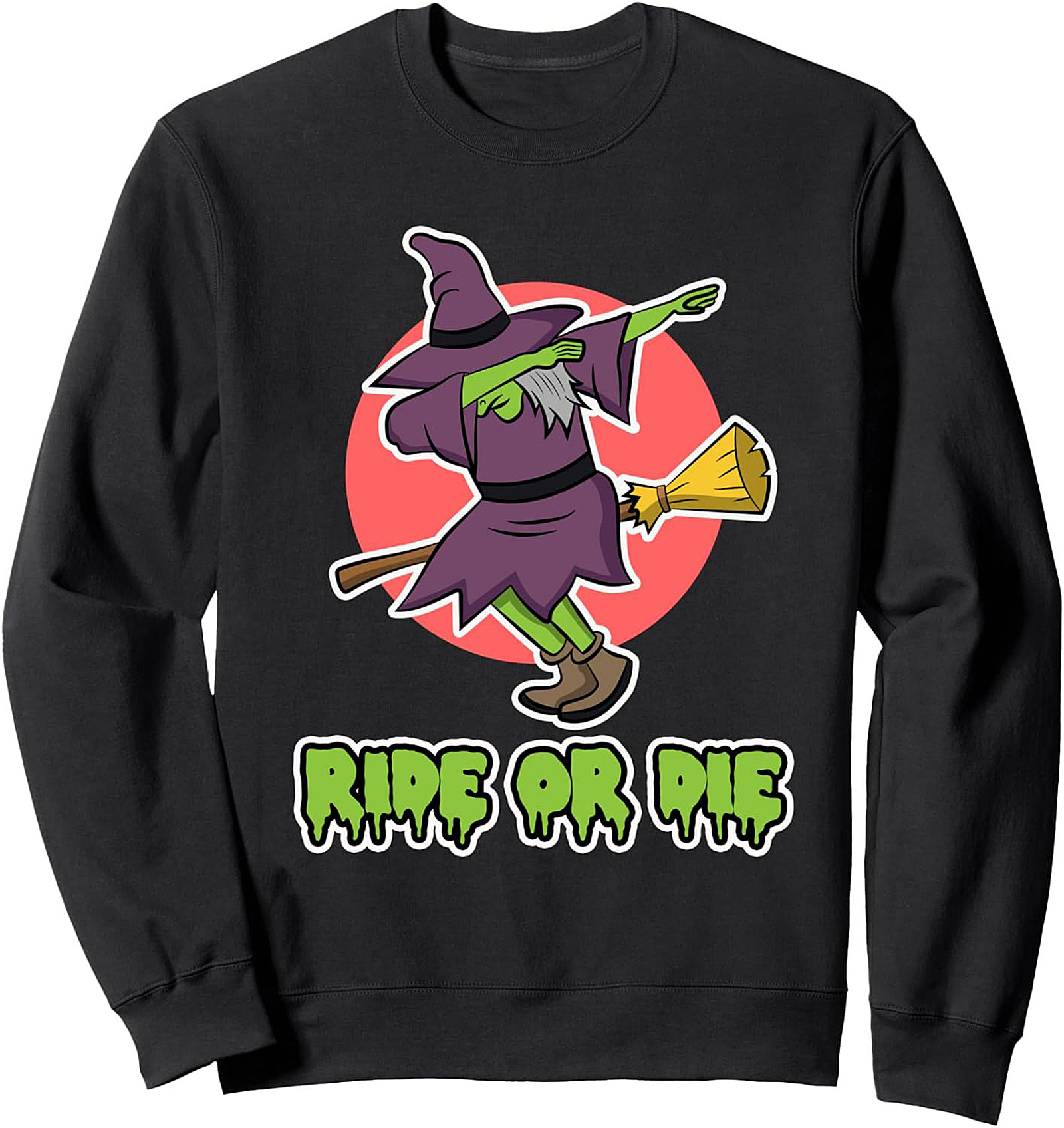 Dabbing Witch Crewneck Sweatshirt | Funny Halloween Pullover