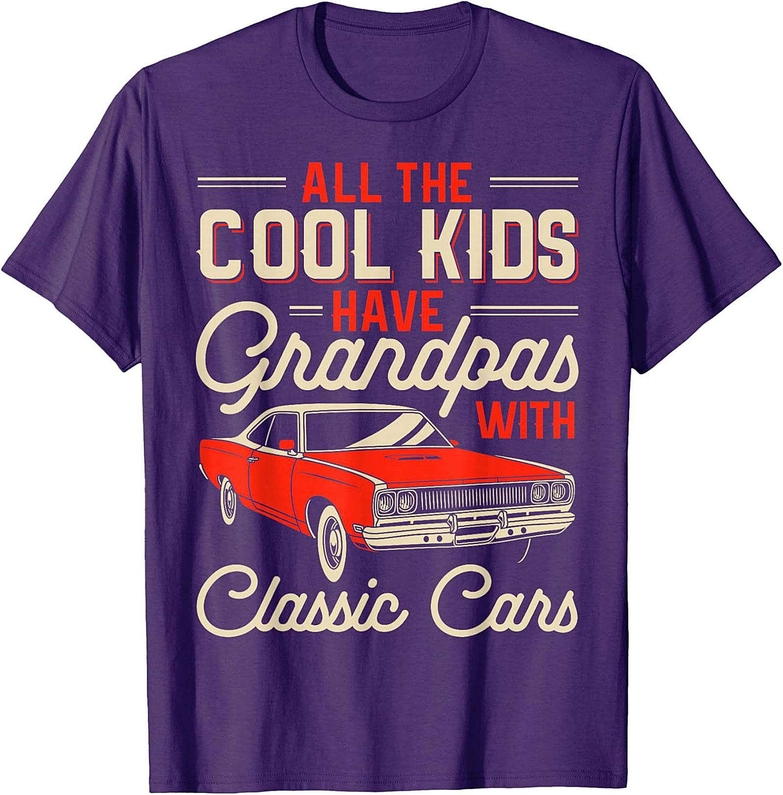 Classic Car Grandpa Graphic Tee Funny Muscle Car Shirt
