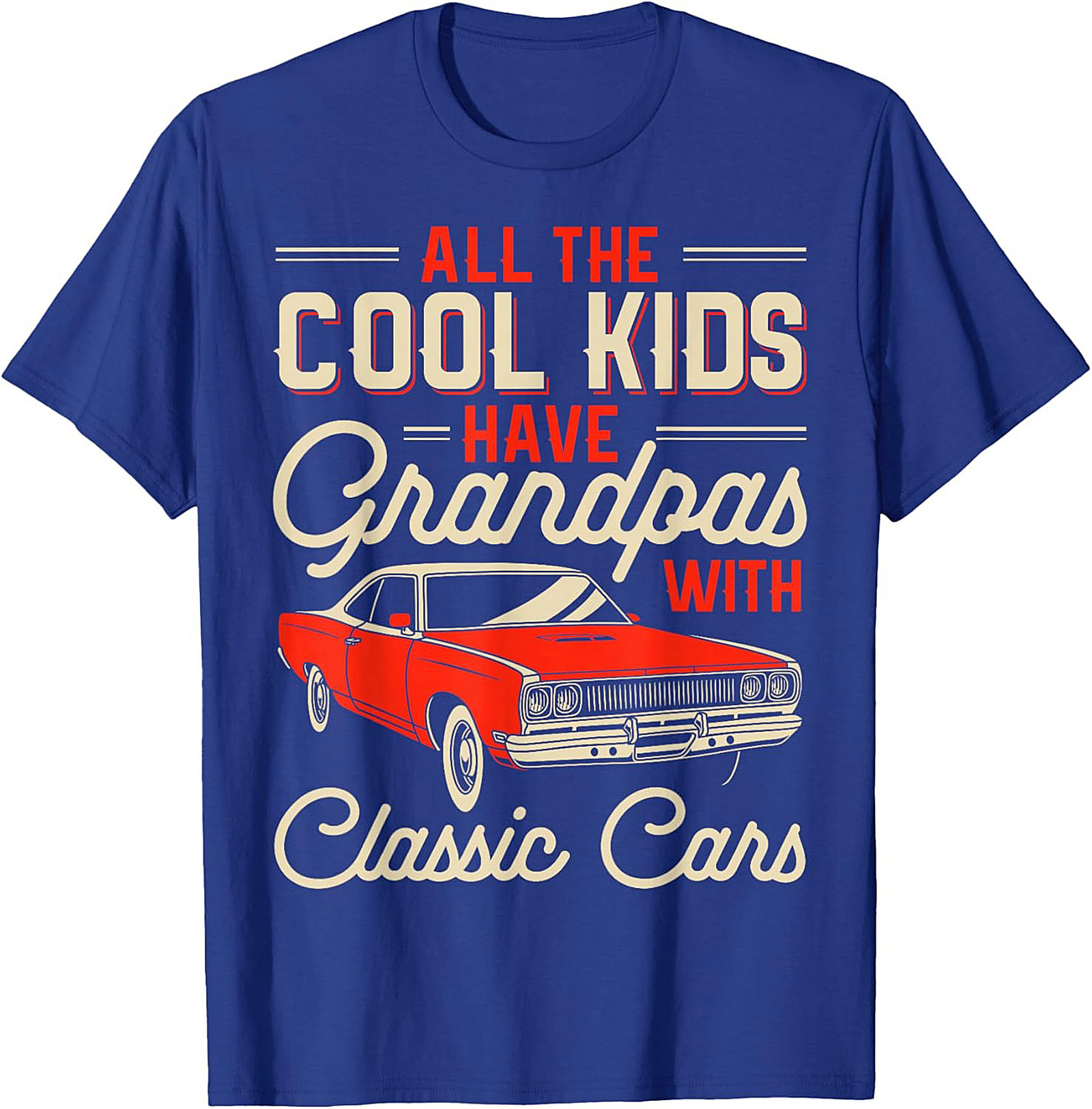Classic Car Grandpa Graphic Tee Funny Muscle Car Shirt