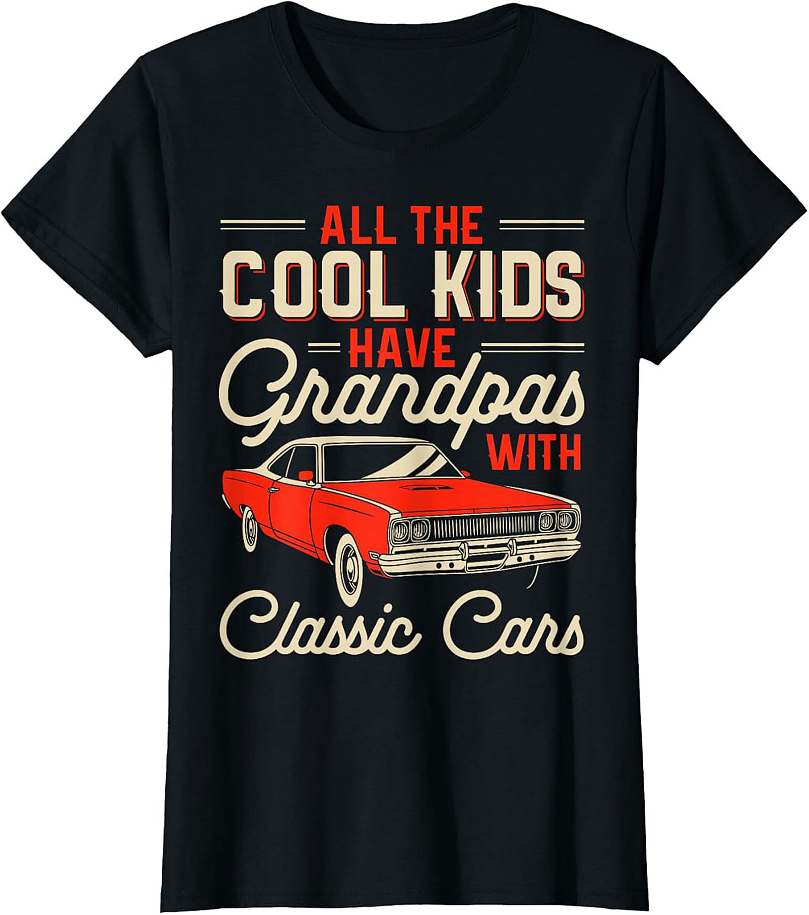 Classic Car Grandpa Graphic Tee Funny Muscle Car Shirt