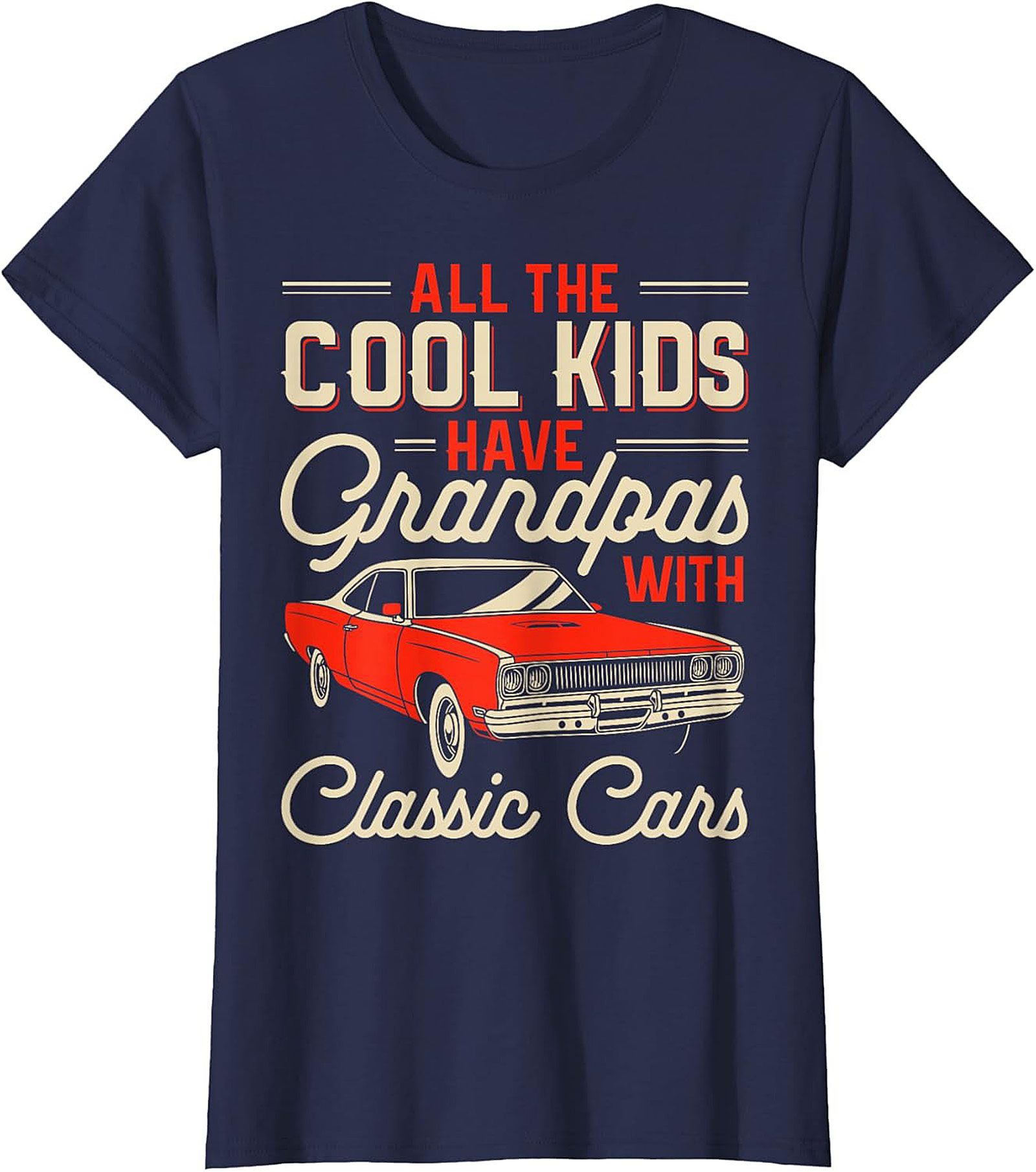 Classic Car Grandpa Graphic Tee Funny Muscle Car Shirt
