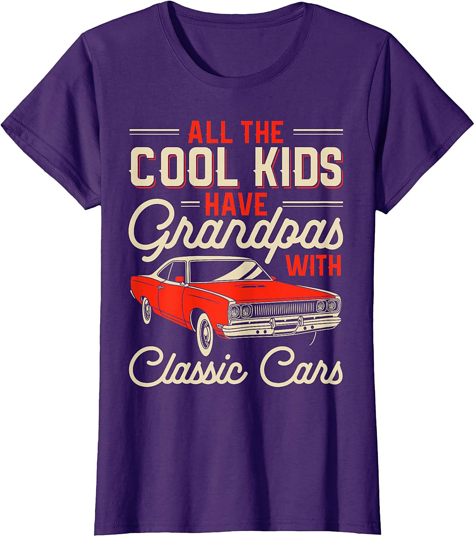 Classic Car Grandpa Graphic Tee Funny Muscle Car Shirt