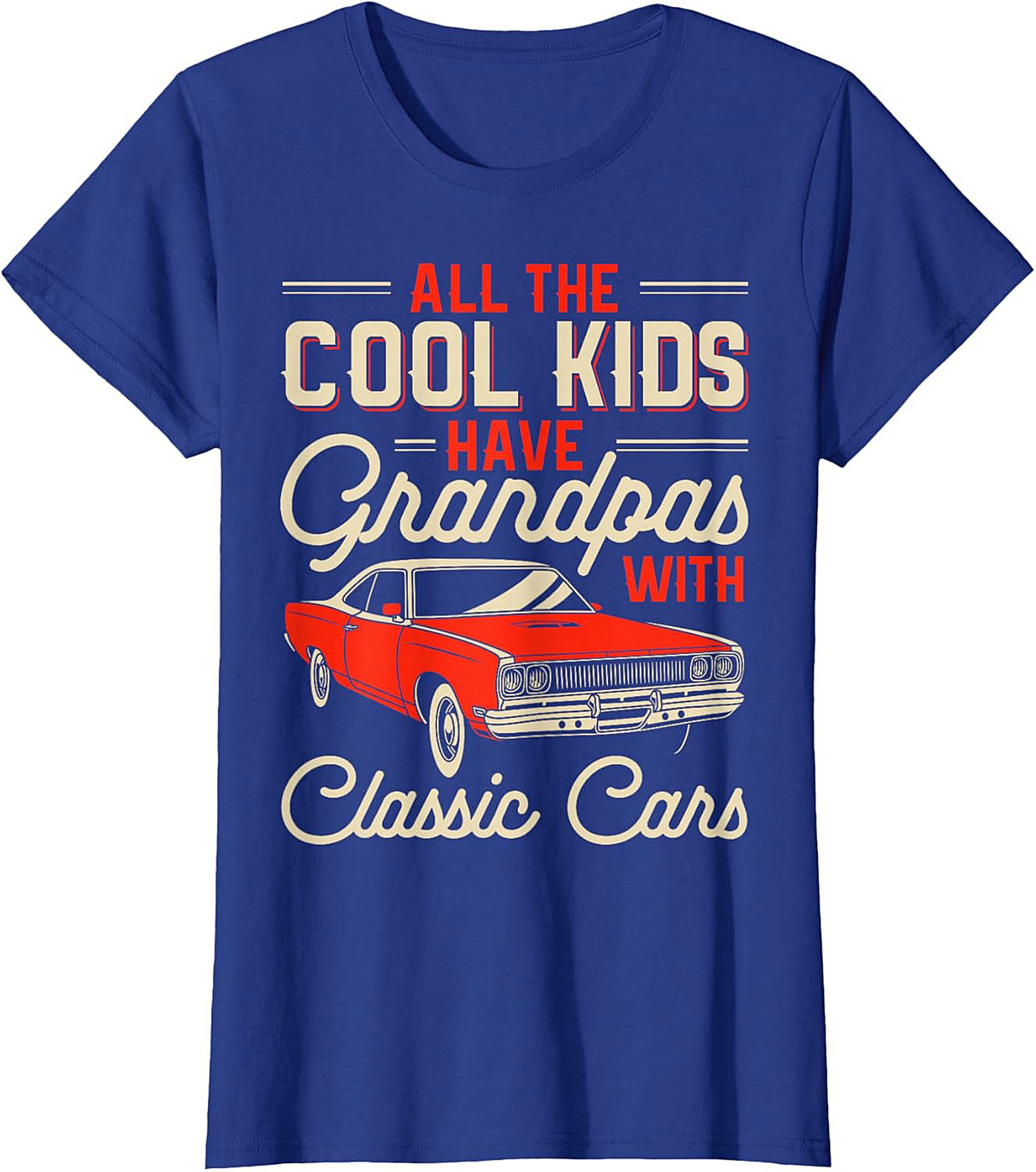 Classic Car Grandpa Graphic Tee Funny Muscle Car Shirt