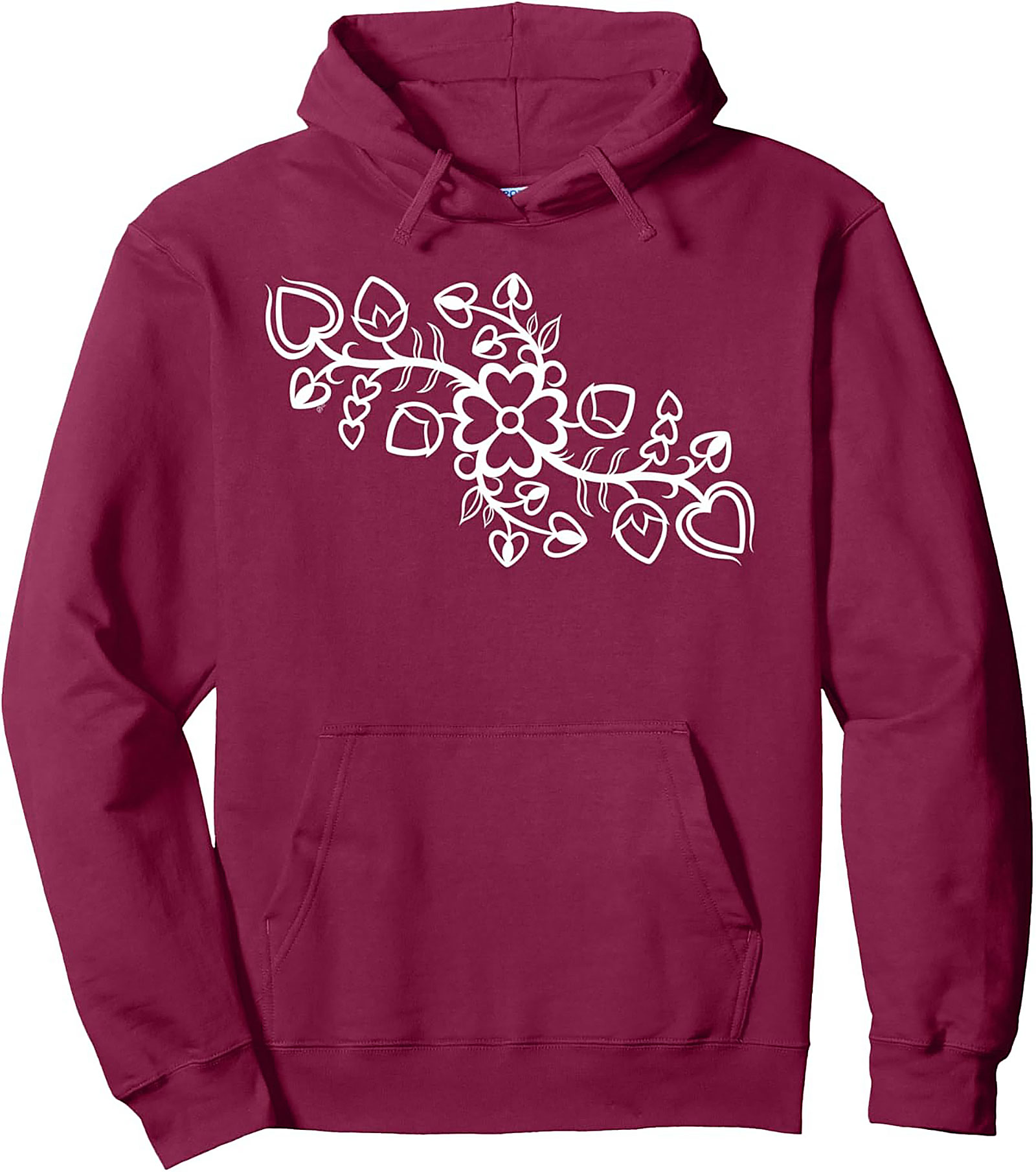 Folk Art Floral Vine Pullover Hoodie Cozy Unisex Fit
