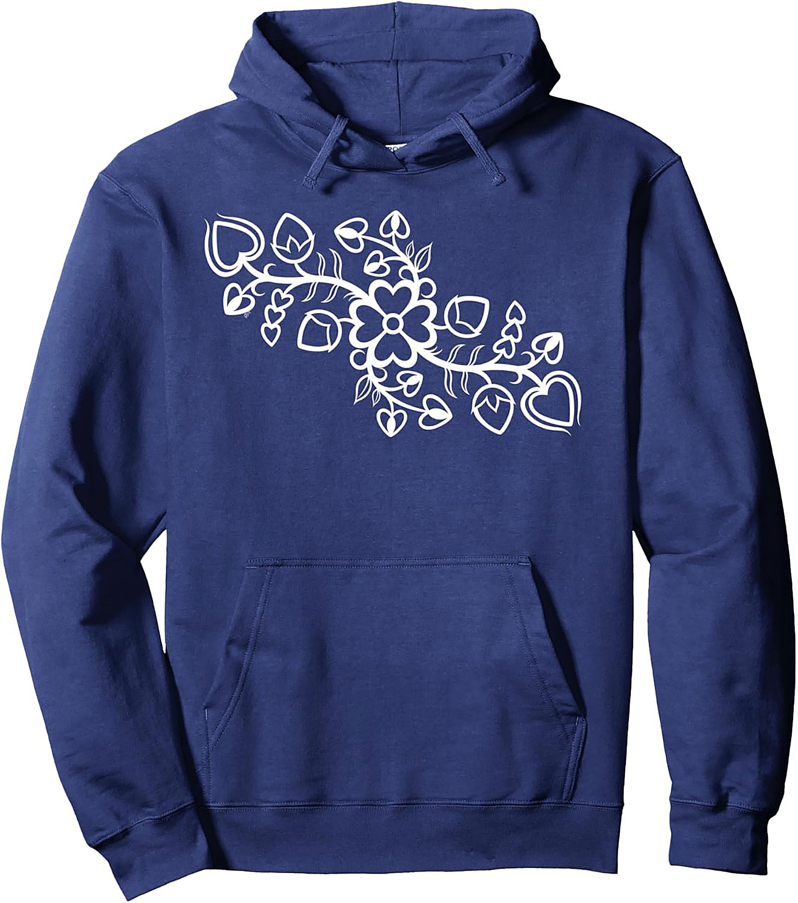 Folk Art Floral Vine Pullover Hoodie Cozy Unisex Fit