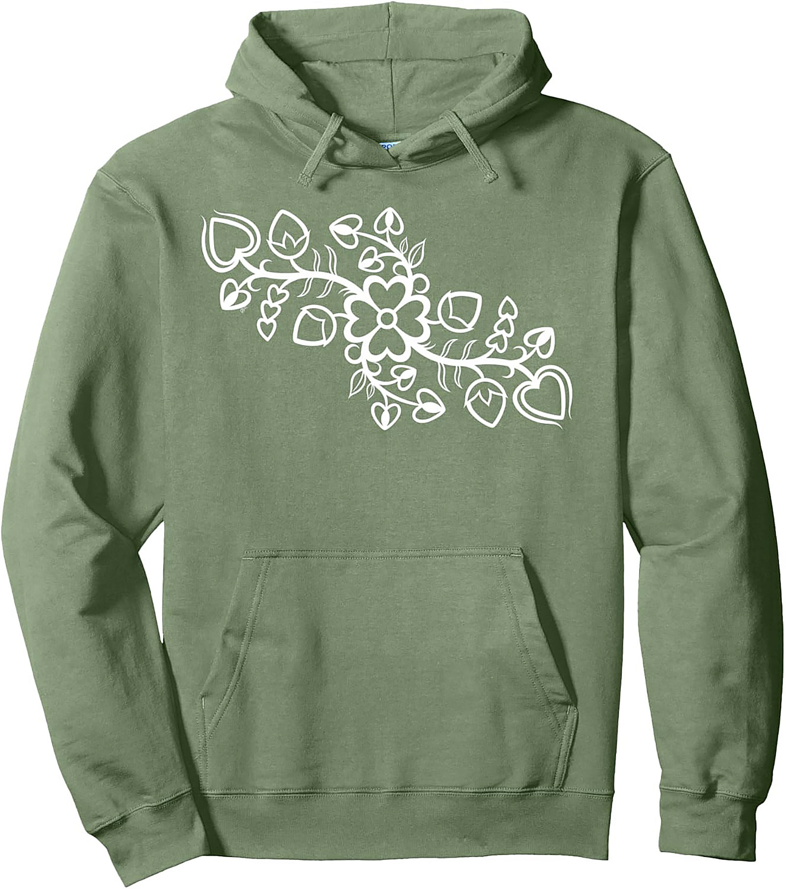 Folk Art Floral Vine Pullover Hoodie Cozy Unisex Fit