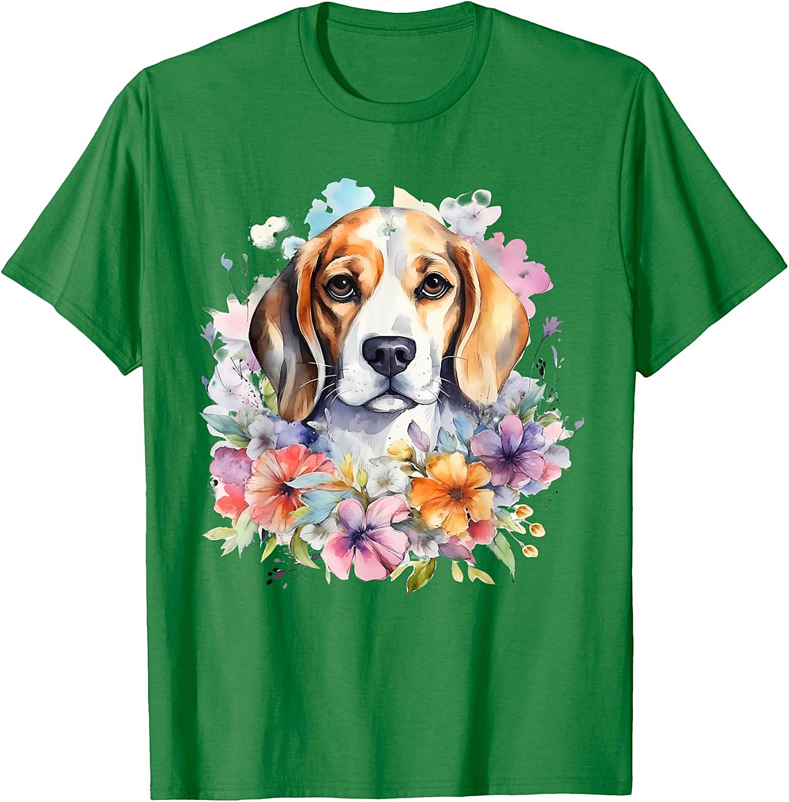 Watercolor Beagle Floral Graphic Tee | Cute Dog Lover Unisex Shirt