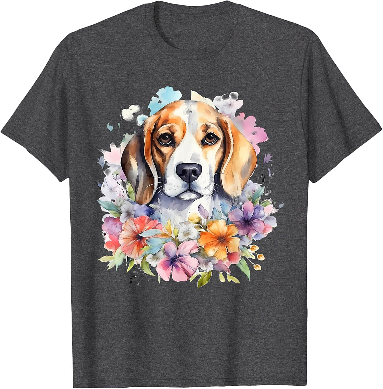 Watercolor Beagle Floral Graphic Tee | Cute Dog Lover Unisex Shirt