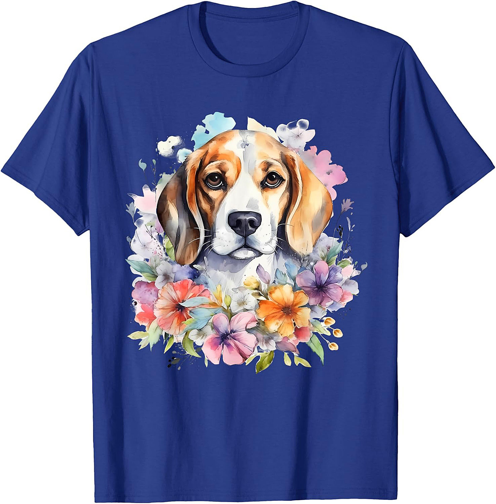 Watercolor Beagle Floral Graphic Tee | Cute Dog Lover Unisex Shirt