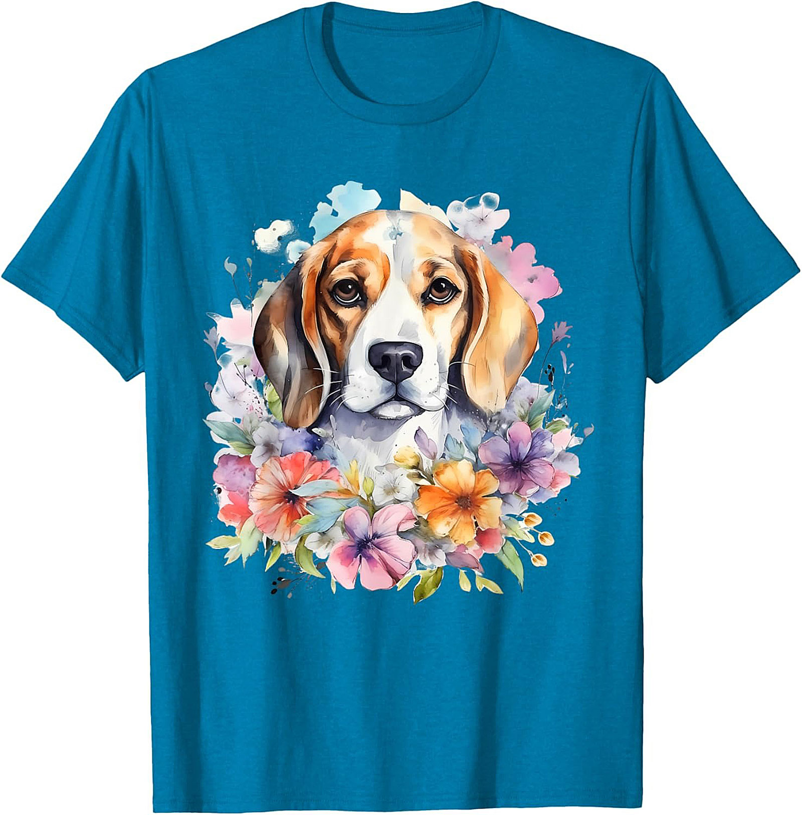 Watercolor Beagle Floral Graphic Tee | Cute Dog Lover Unisex Shirt