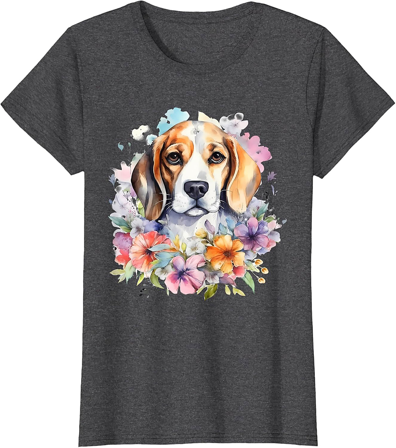 Watercolor Beagle Floral Graphic Tee | Cute Dog Lover Unisex Shirt