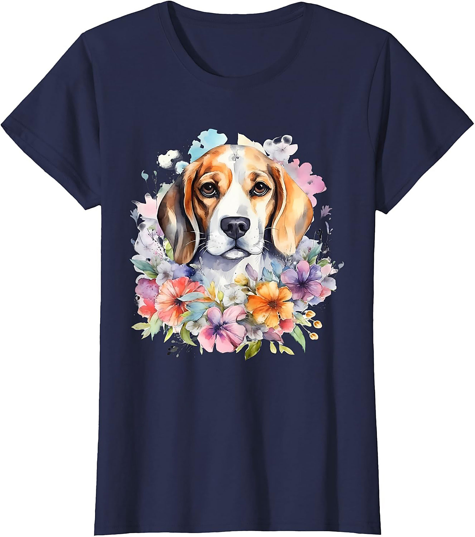 Watercolor Beagle Floral Graphic Tee | Cute Dog Lover Unisex Shirt
