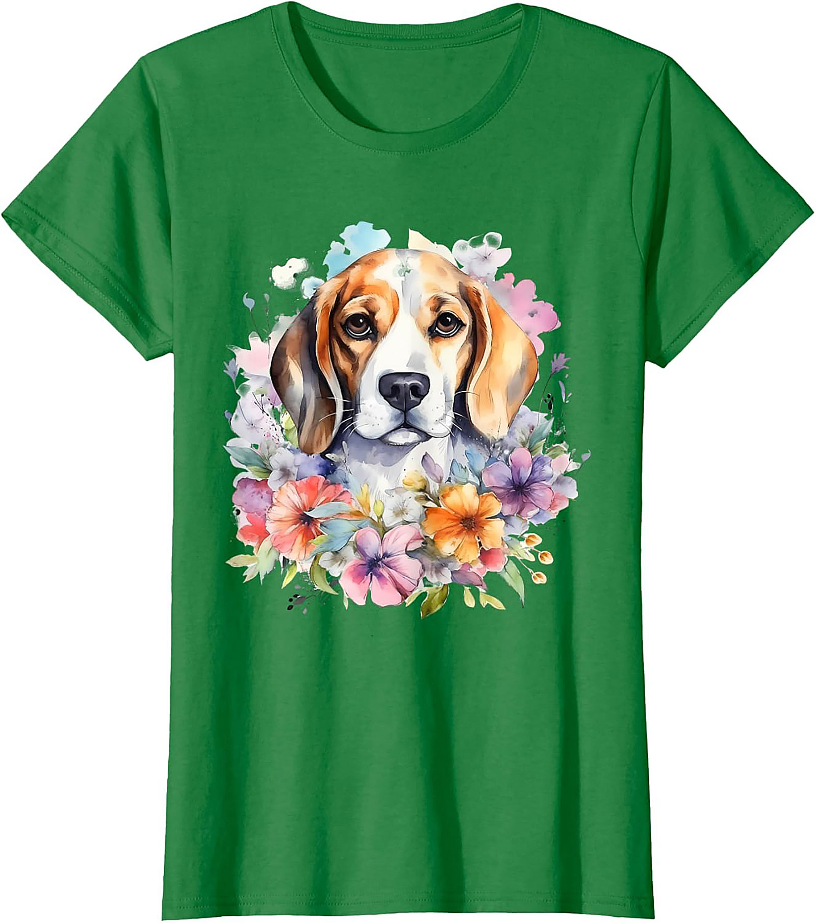 Watercolor Beagle Floral Graphic Tee | Cute Dog Lover Unisex Shirt