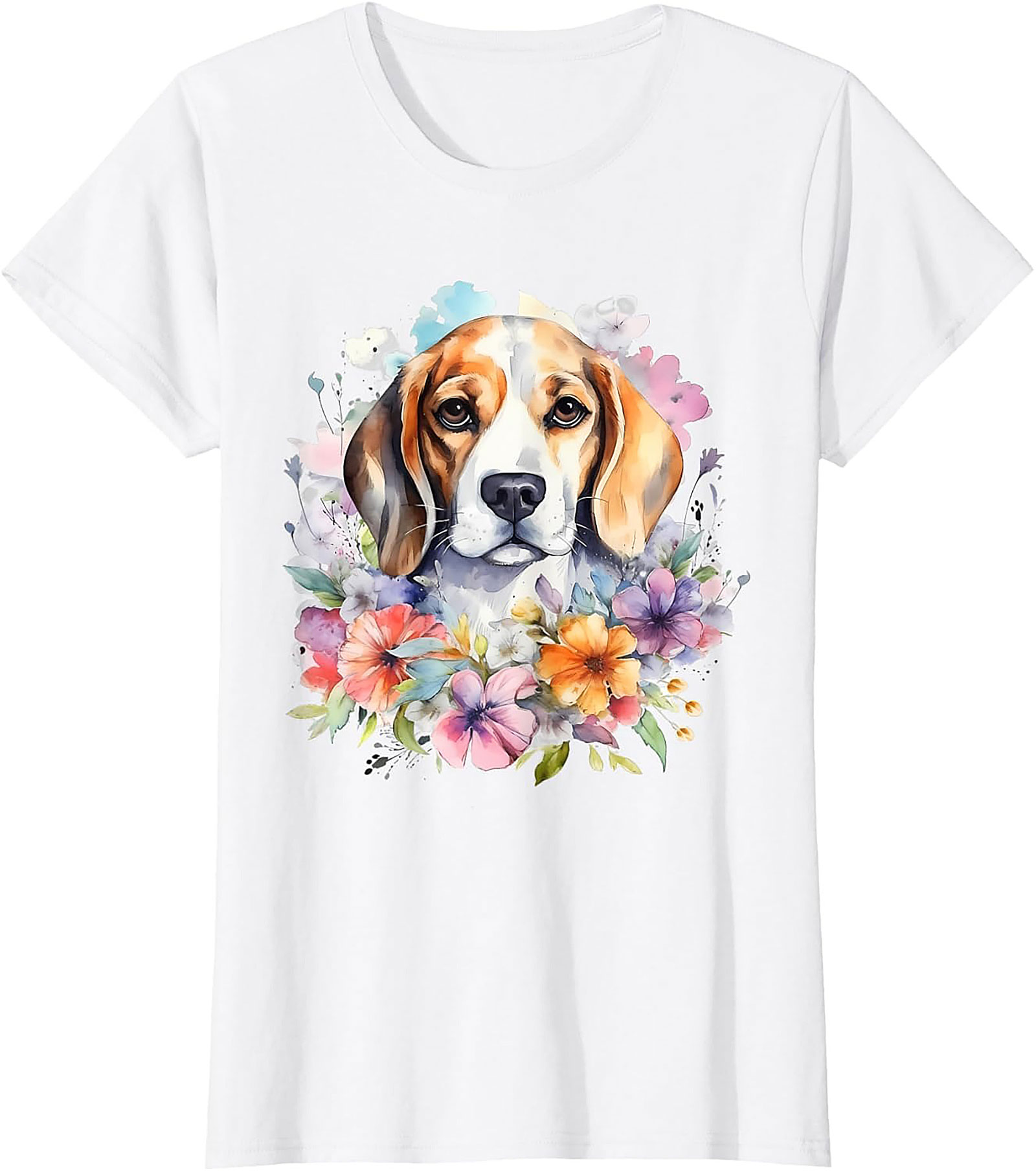Watercolor Beagle Floral Graphic Tee | Cute Dog Lover Unisex Shirt