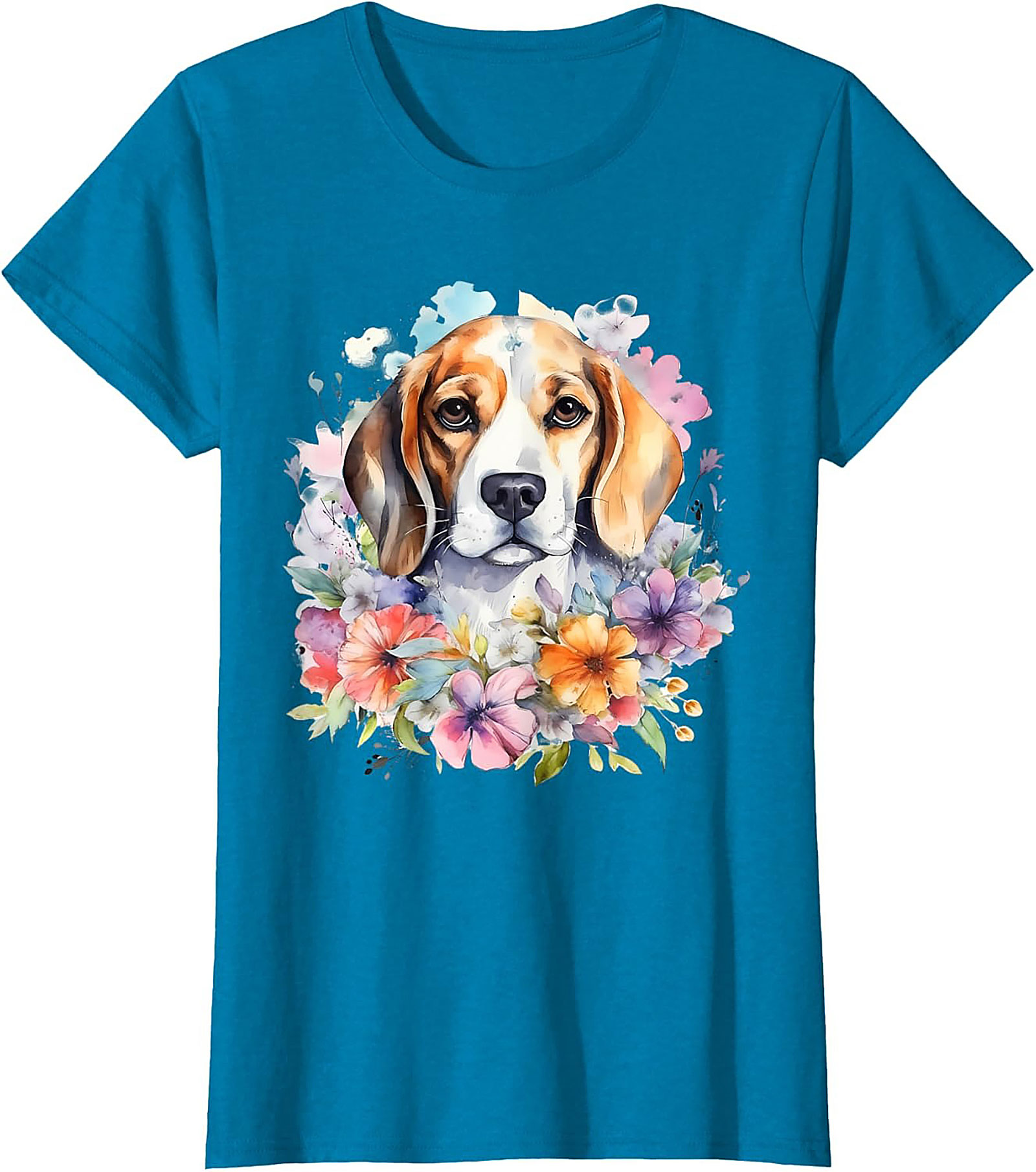 Watercolor Beagle Floral Graphic Tee | Cute Dog Lover Unisex Shirt