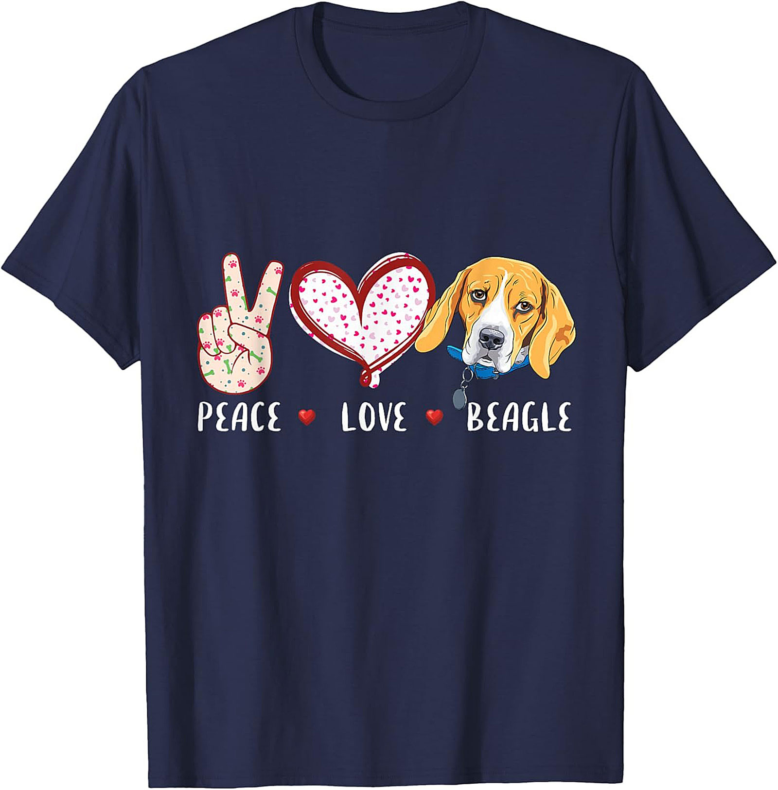 Peace Love Beagle T-Shirt – Funny Dog Lover Graphic Tee