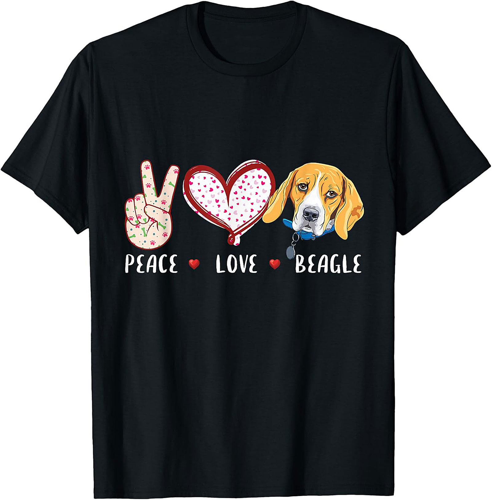 Peace Love Beagle T-Shirt – Funny Dog Lover Graphic Tee