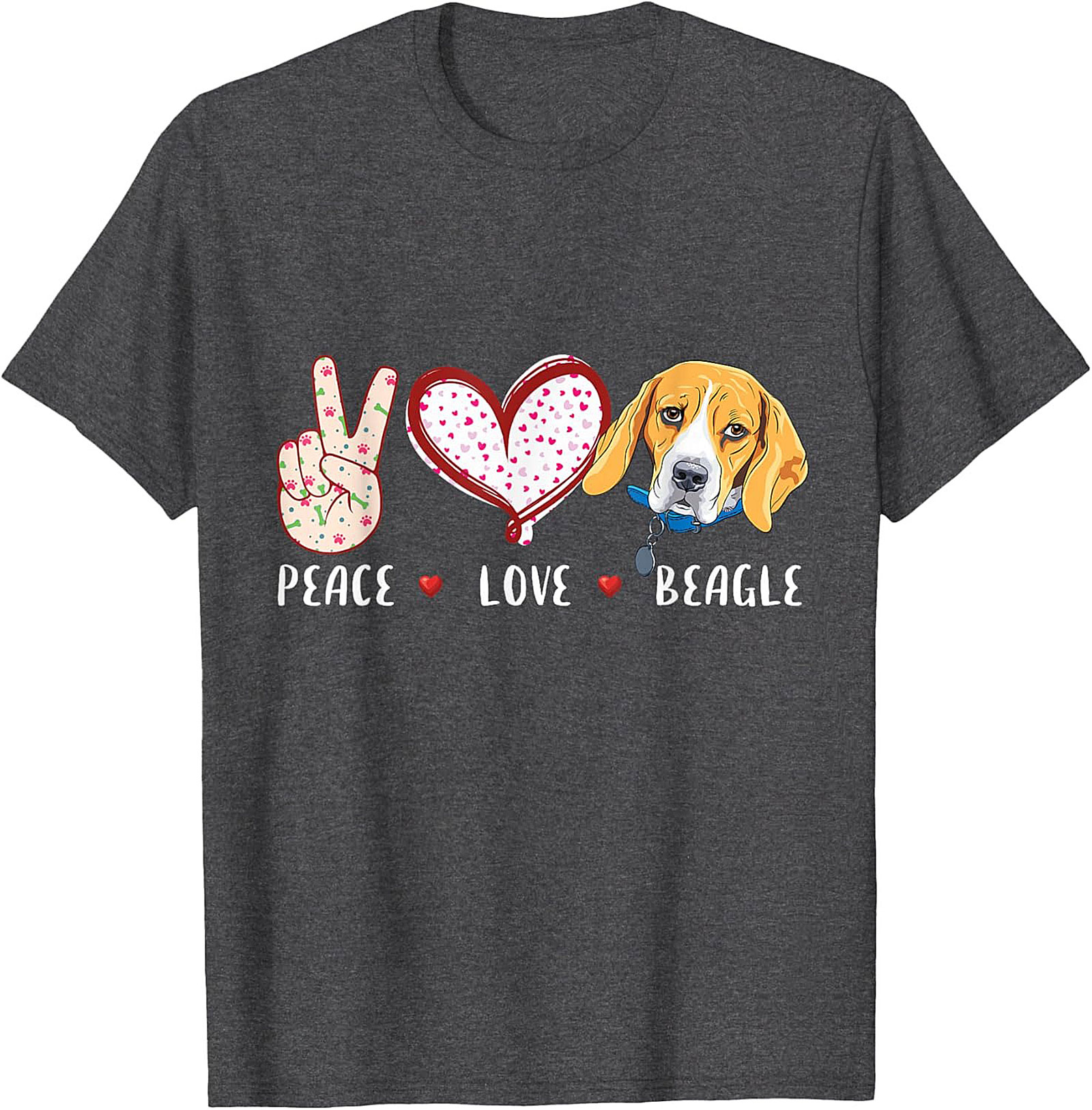 Peace Love Beagle T-Shirt – Funny Dog Lover Graphic Tee