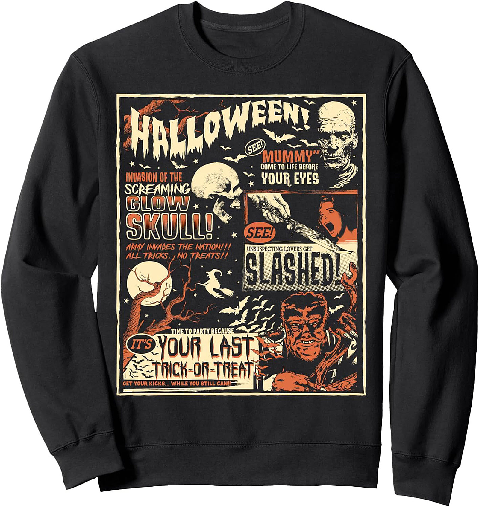 Vintage Horror Movie Poster Sweatshirt | Cozy Halloween Crewneck