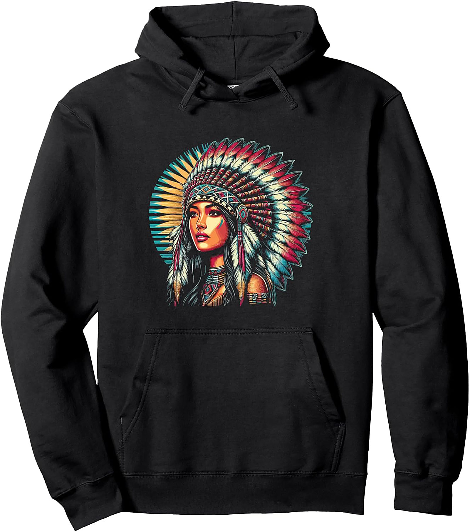 Indigenous Warrior Graphic Hoodie Cozy Unisex Pullover