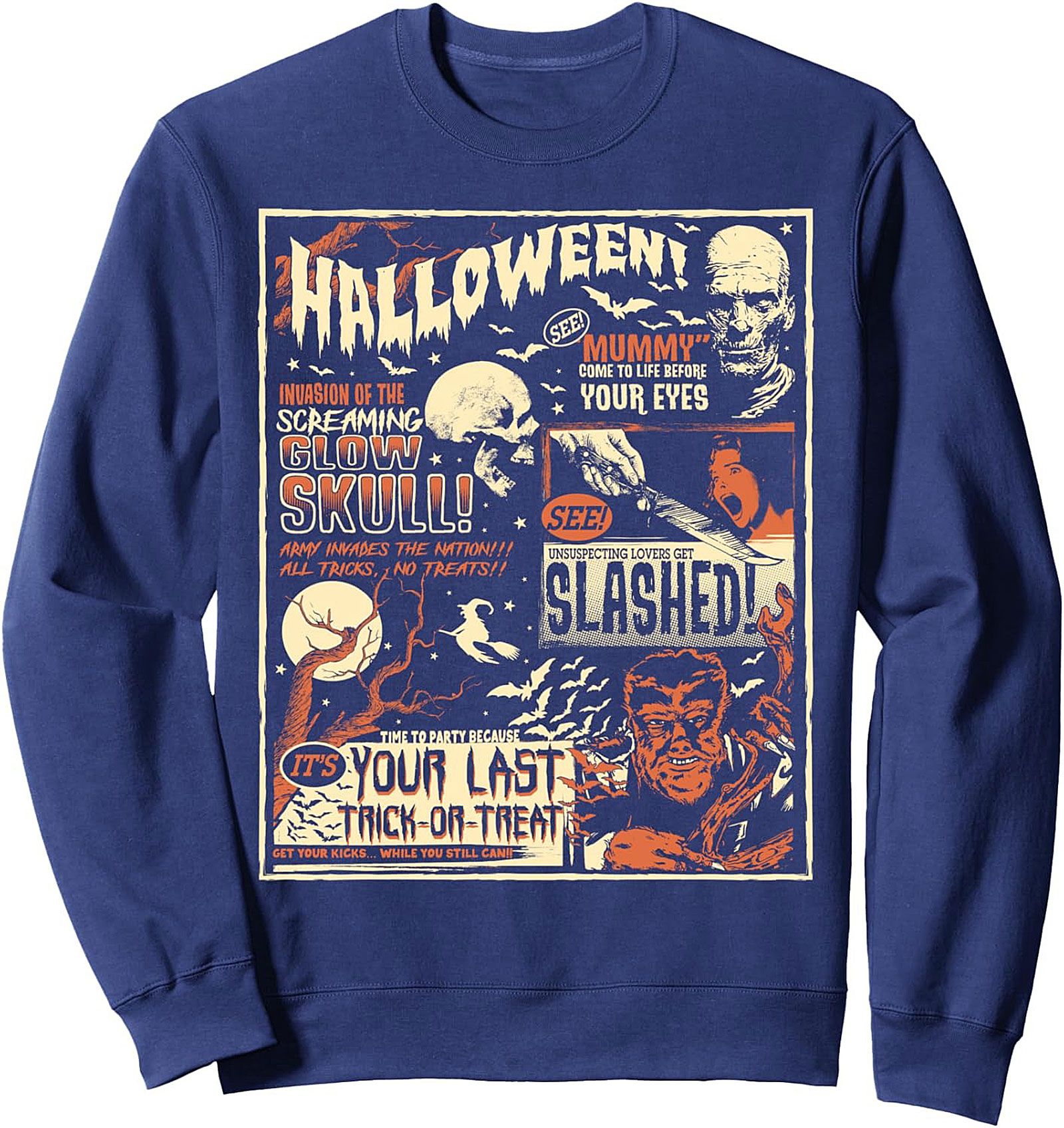 Vintage Horror Movie Poster Sweatshirt | Cozy Halloween Crewneck