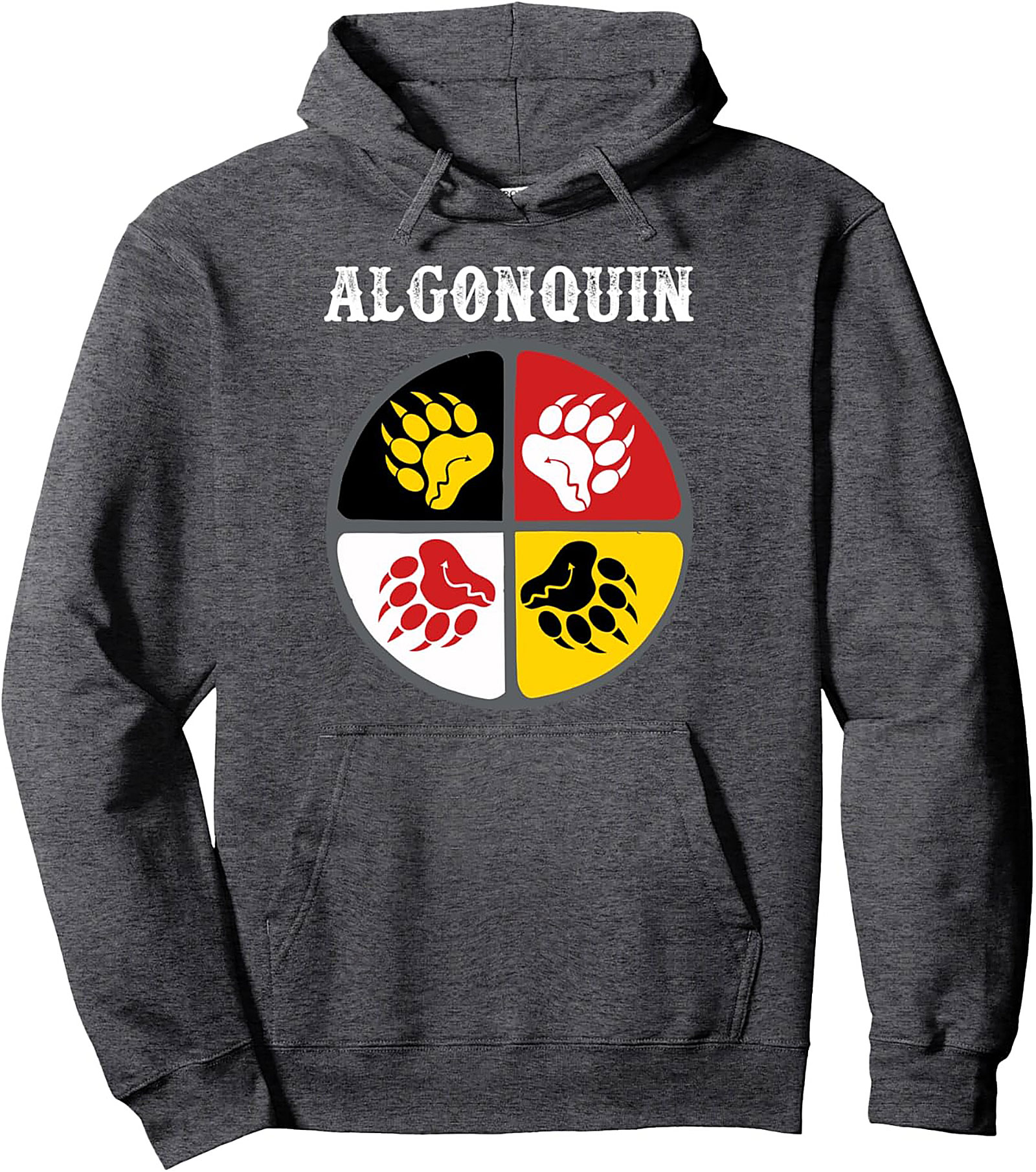 Algonquin Pullover Hoodie Indigenous Bear Paw Graphic