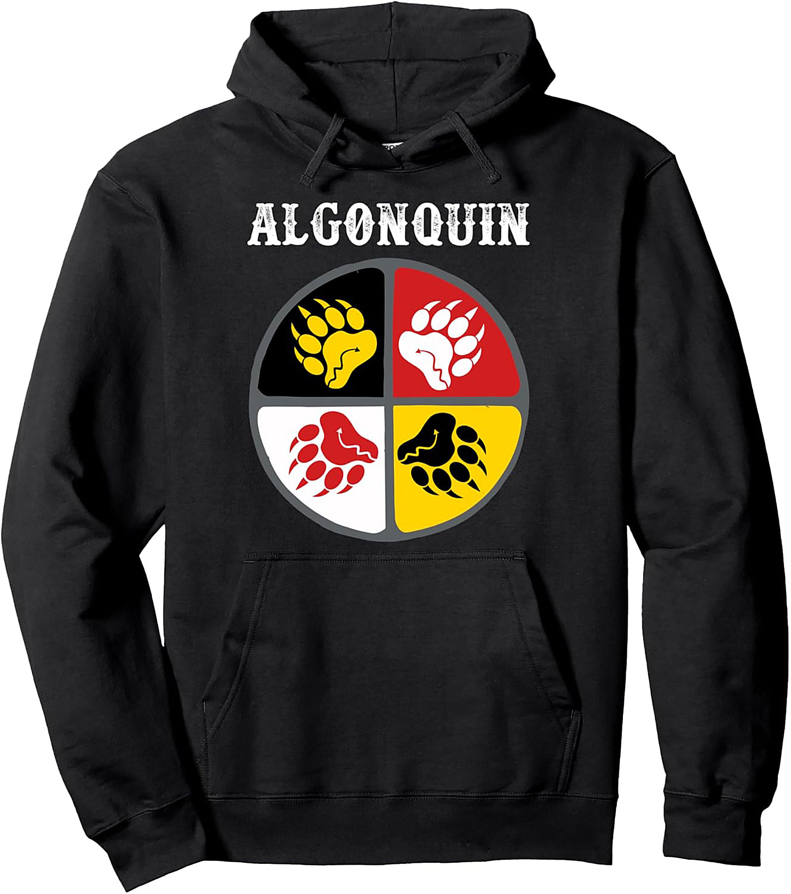 Algonquin Pullover Hoodie Indigenous Bear Paw Graphic