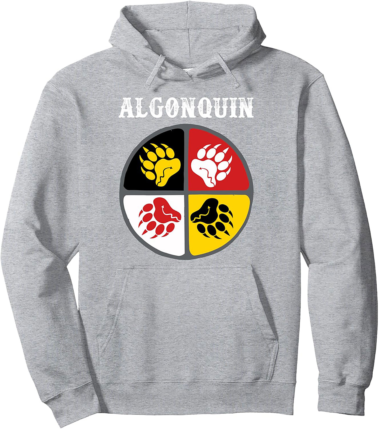 Algonquin Pullover Hoodie Indigenous Bear Paw Graphic