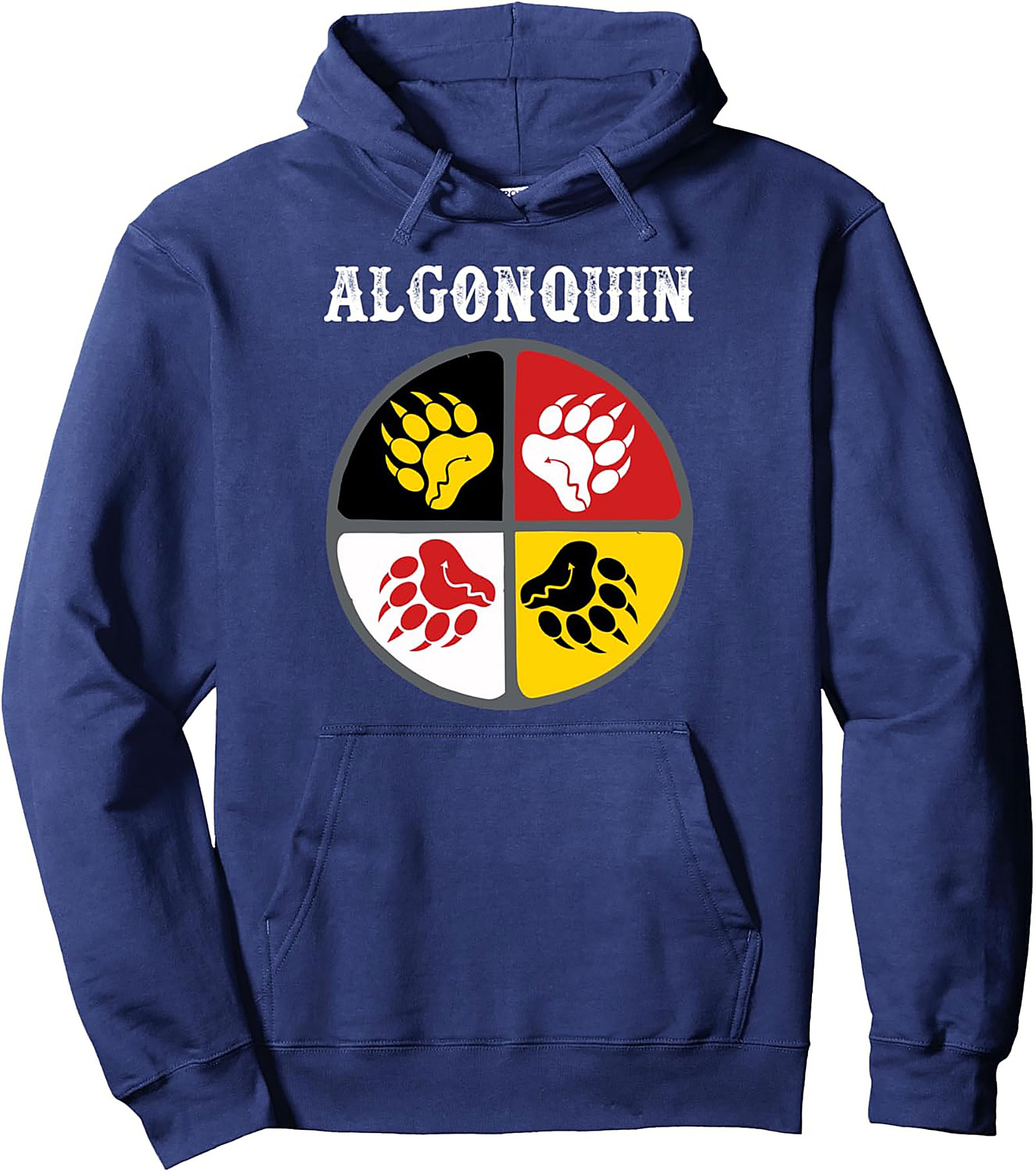 Algonquin Pullover Hoodie Indigenous Bear Paw Graphic