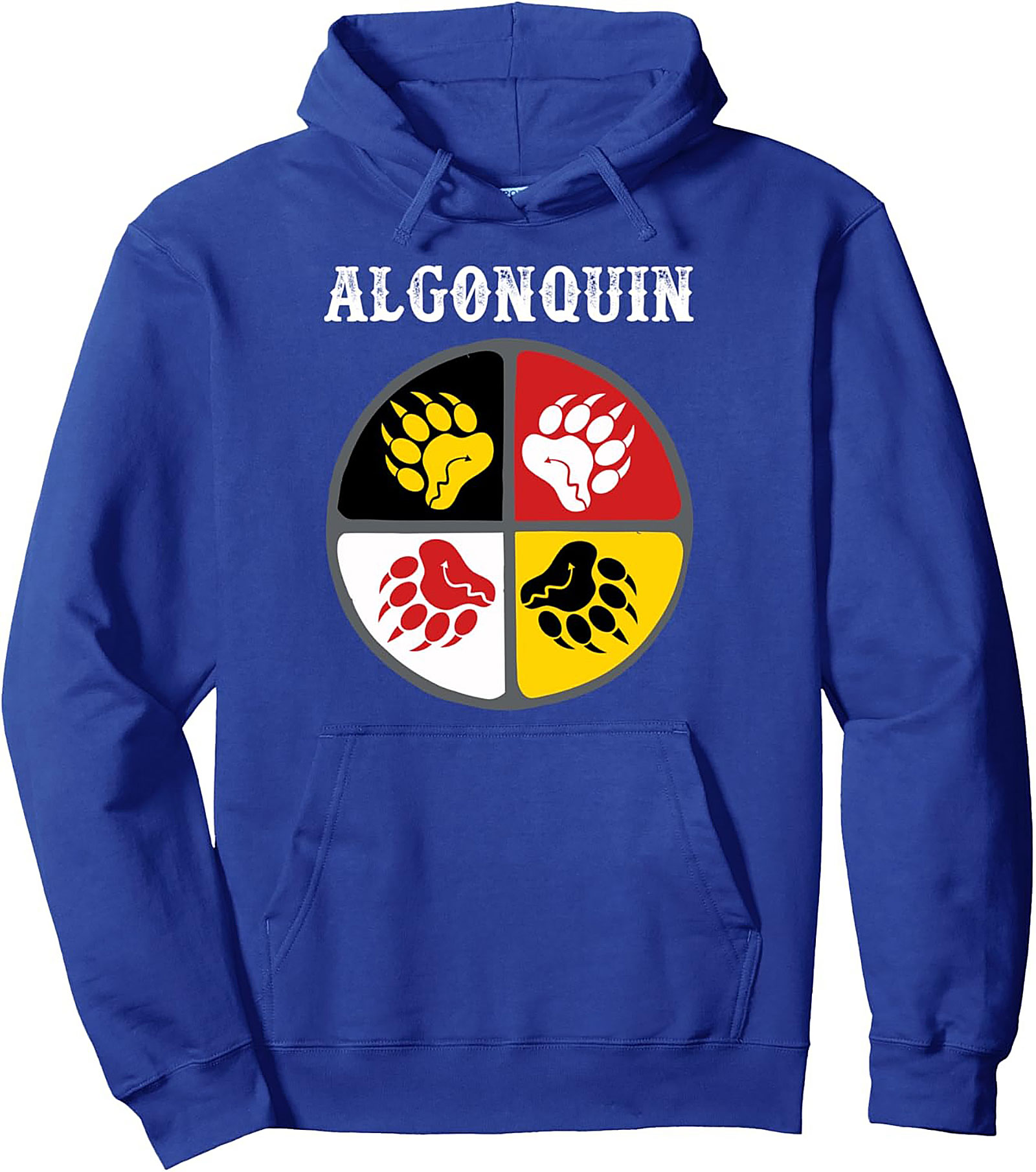 Algonquin Pullover Hoodie Indigenous Bear Paw Graphic
