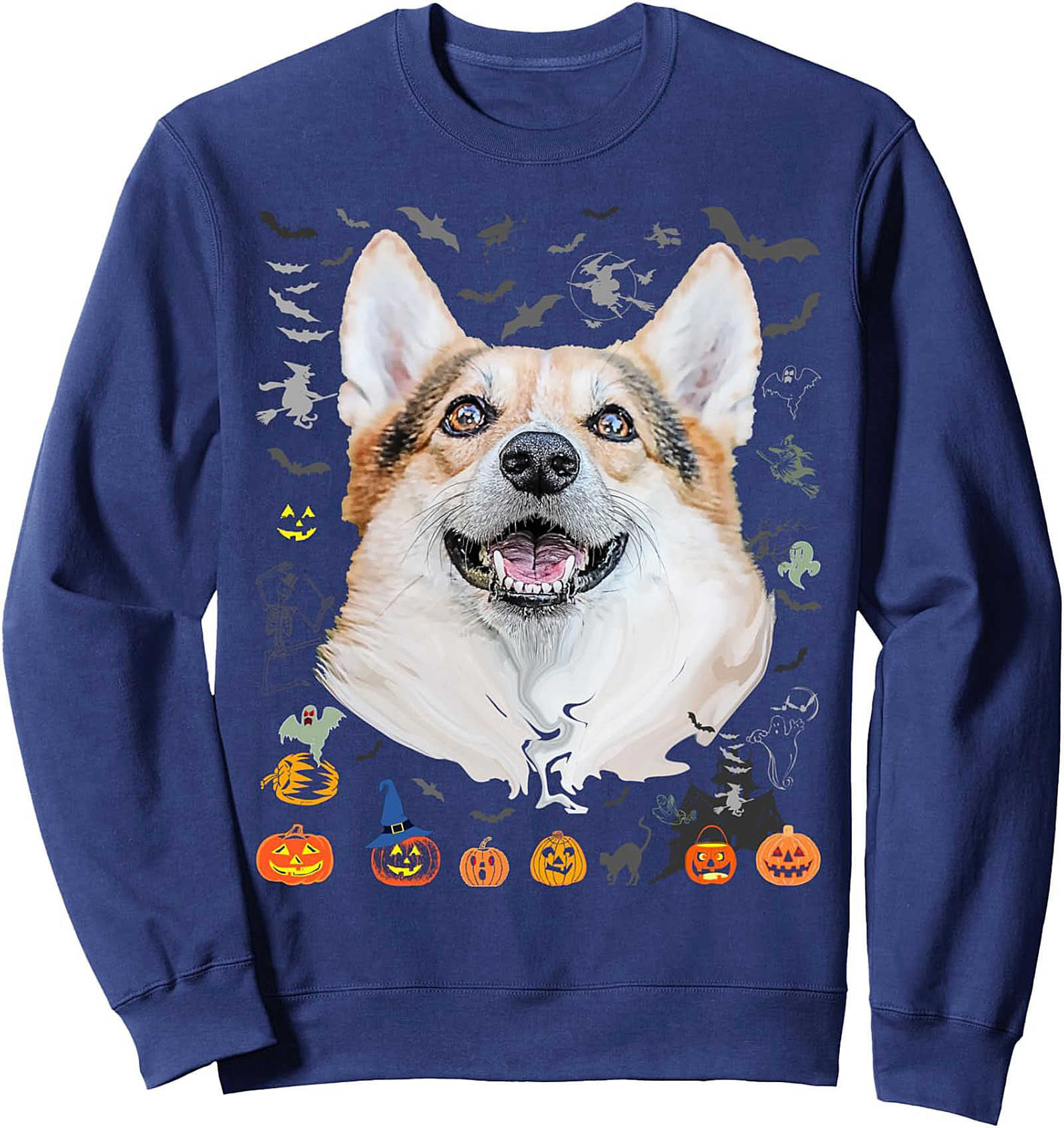 Happy Corgi Halloween Crewneck Sweatshirt | Dog Owner Gift