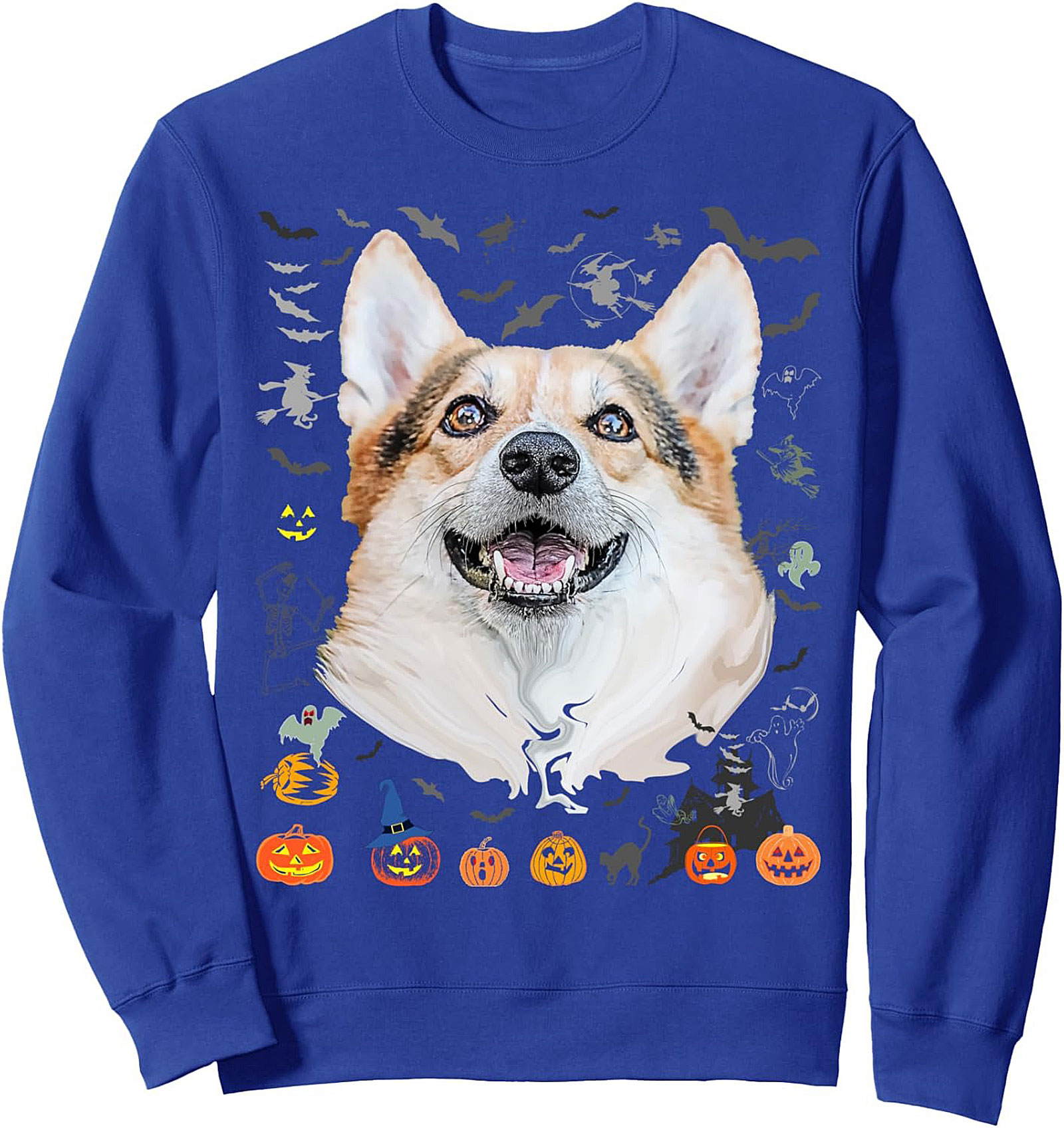 Happy Corgi Halloween Crewneck Sweatshirt | Dog Owner Gift