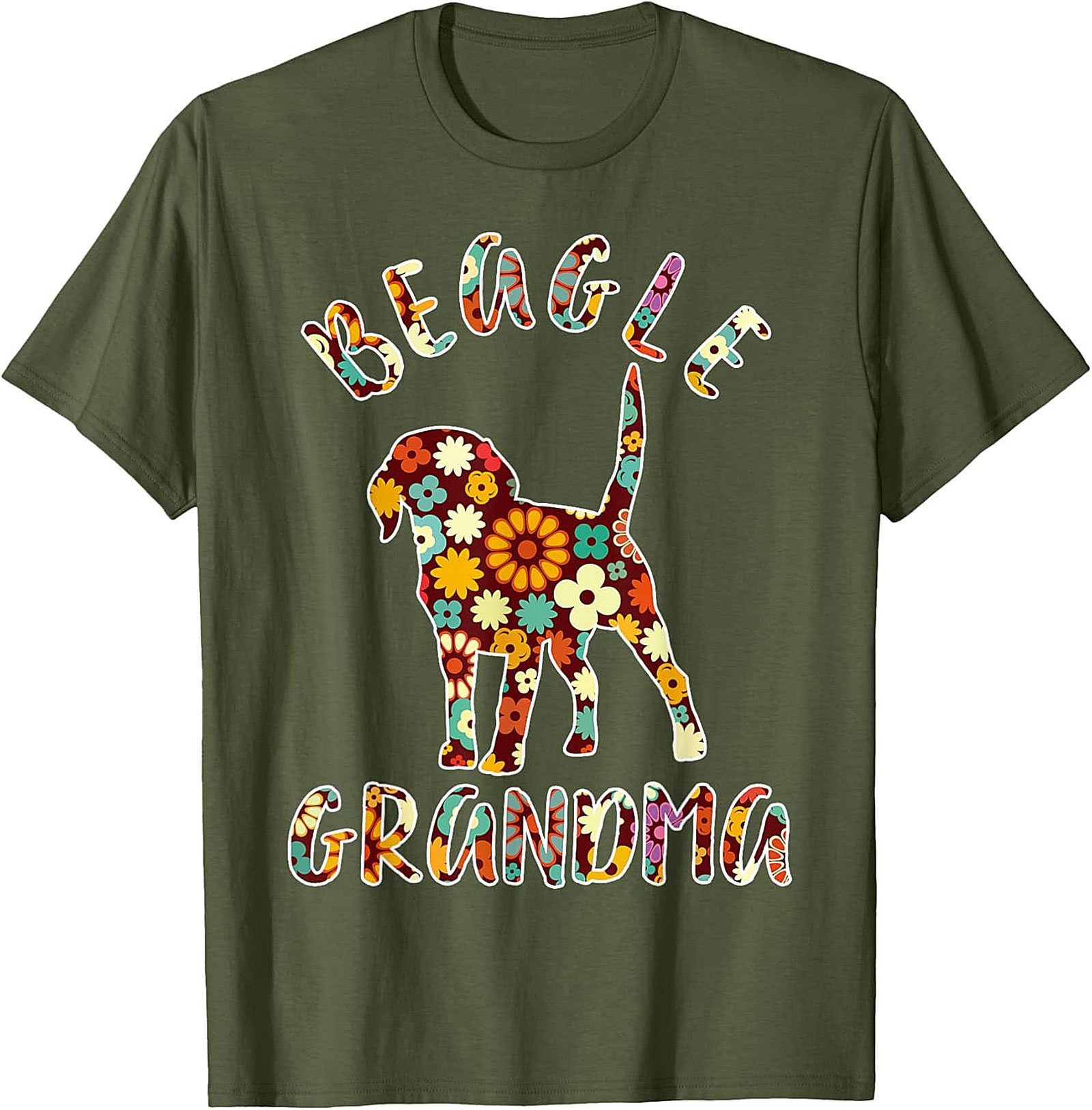 Groovy Floral Beagle Grandma T-shirt – Retro Dog Lover Graphic Tee