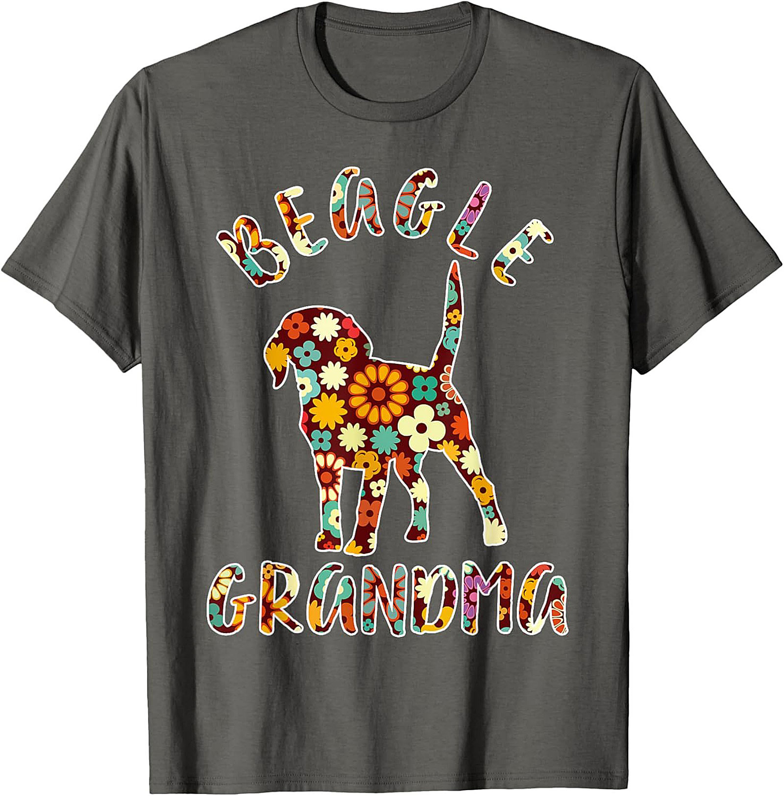 Groovy Floral Beagle Grandma T-shirt – Retro Dog Lover Graphic Tee