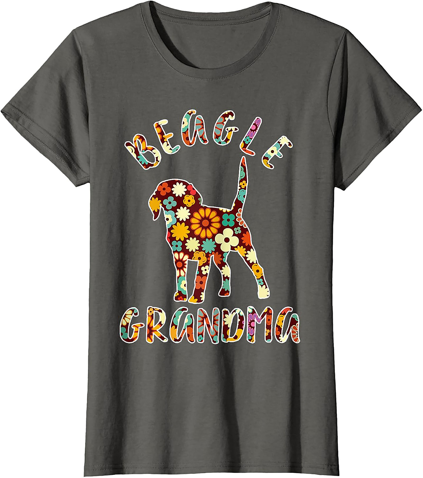 Groovy Floral Beagle Grandma T-shirt – Retro Dog Lover Graphic Tee
