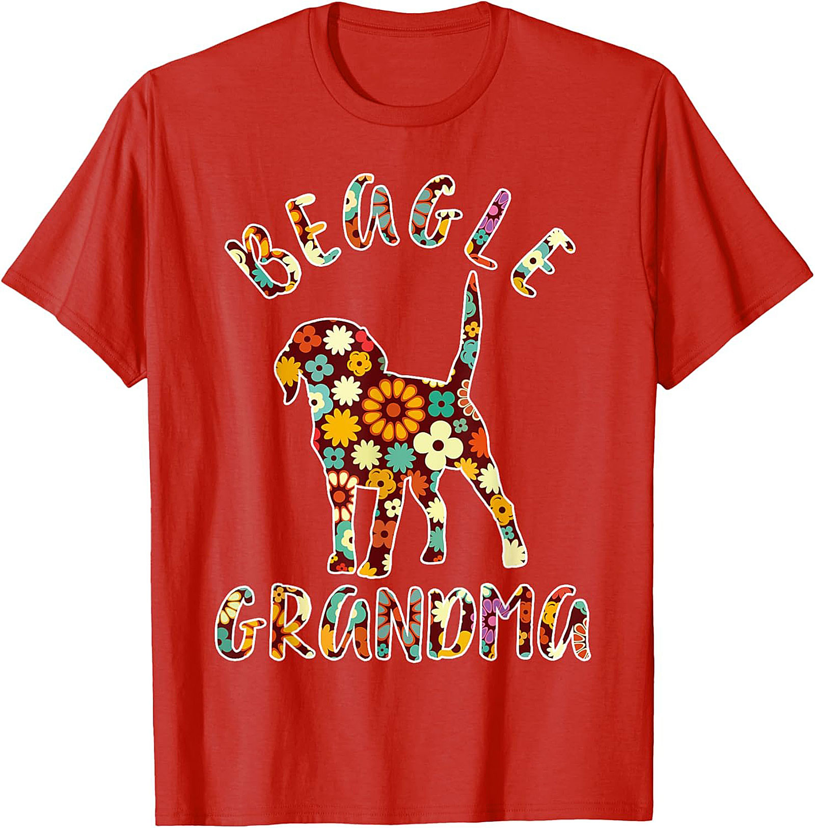 Groovy Floral Beagle Grandma T-shirt – Retro Dog Lover Graphic Tee