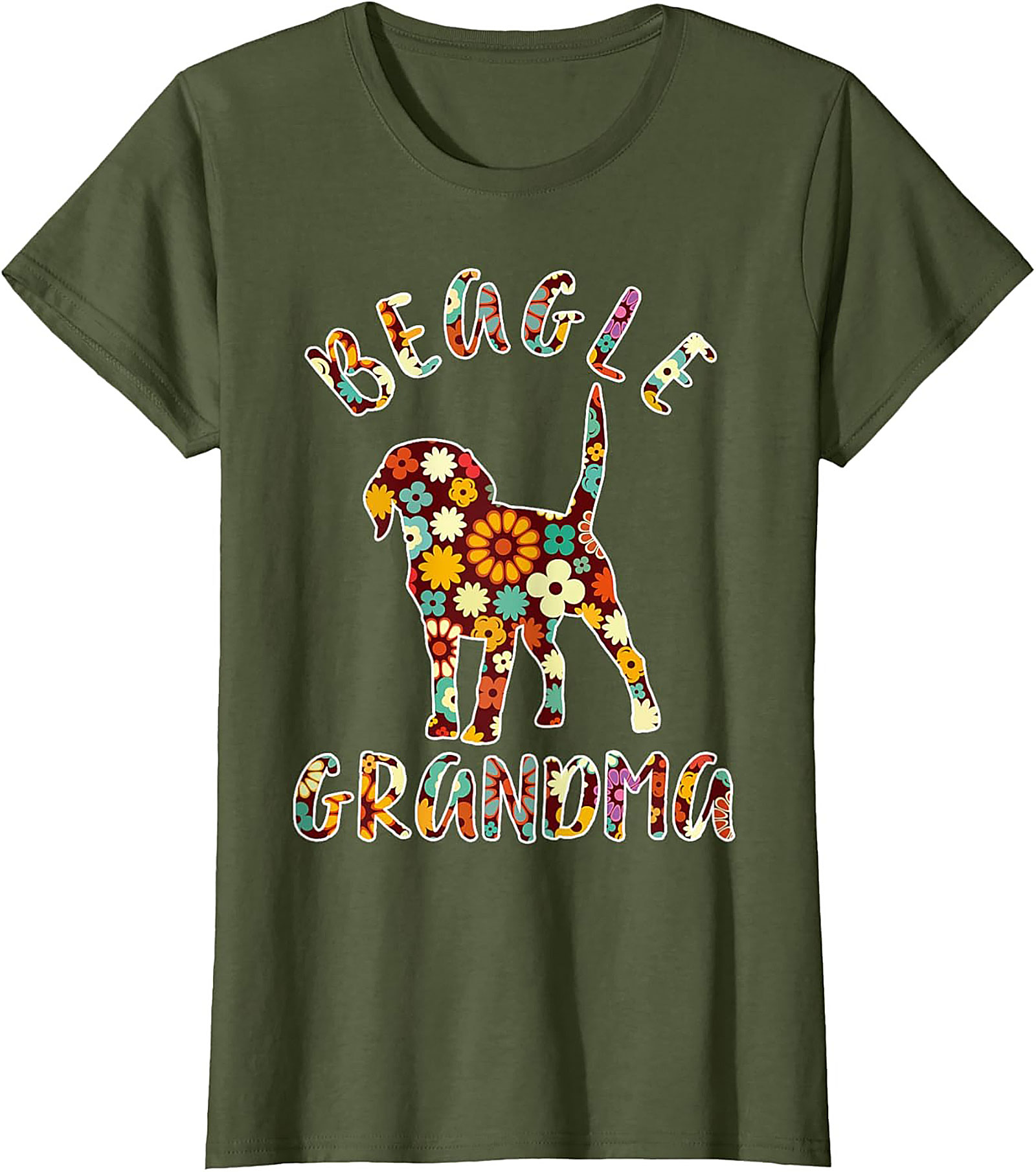 Groovy Floral Beagle Grandma T-shirt – Retro Dog Lover Graphic Tee