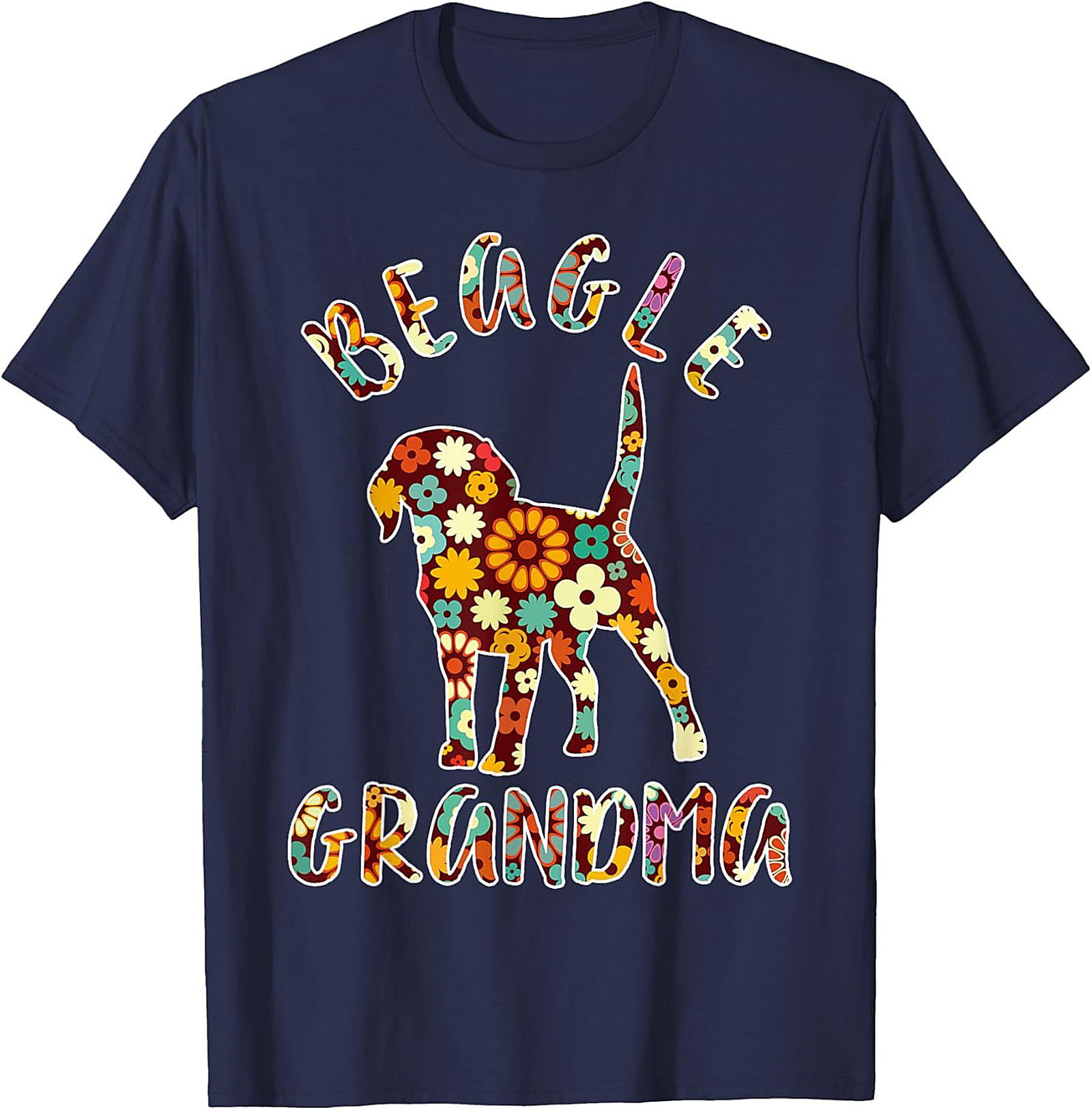 Groovy Floral Beagle Grandma T-shirt – Retro Dog Lover Graphic Tee